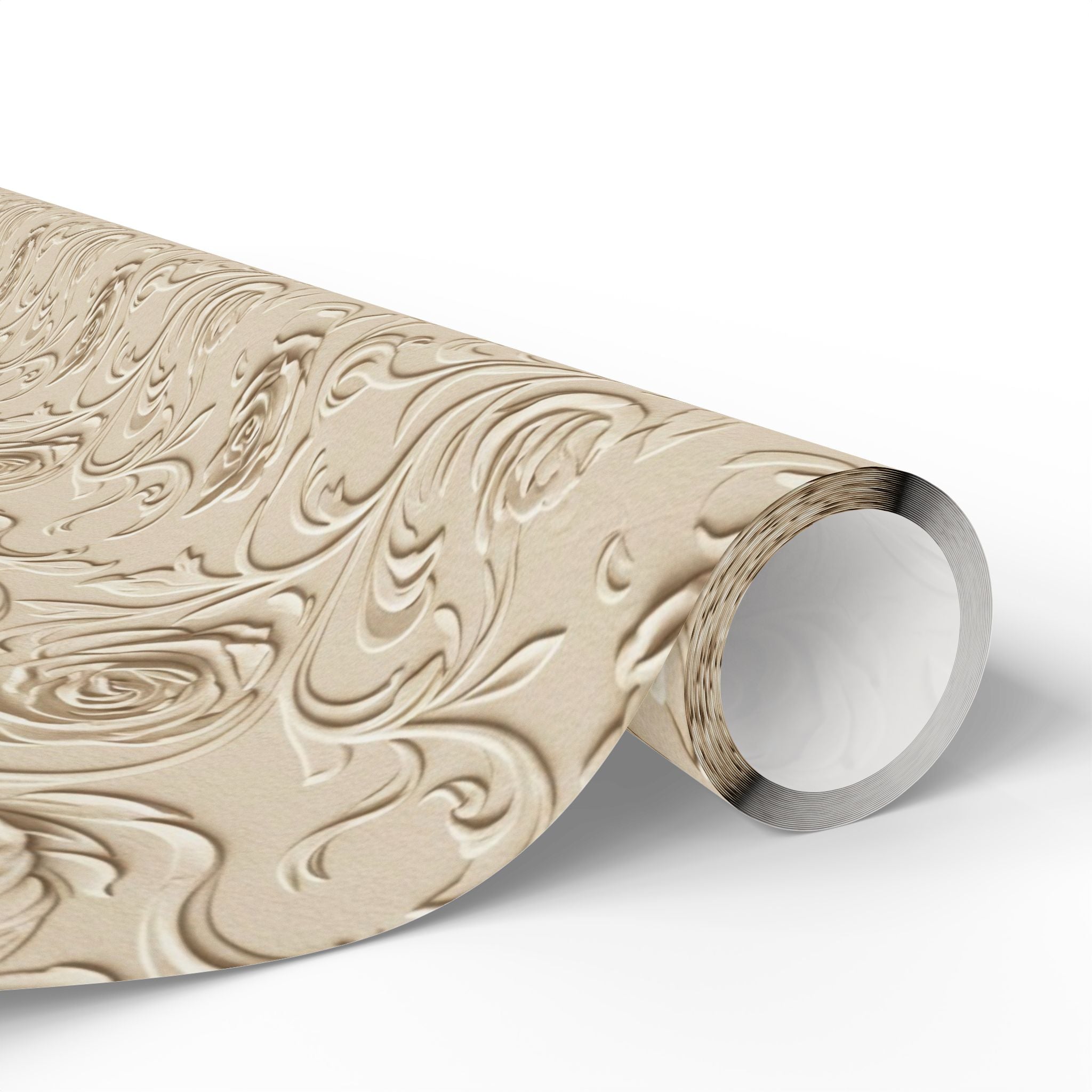 Ivory Embossed Rose Pattern Wrapping Paper | Classic Floral Gift Wrap