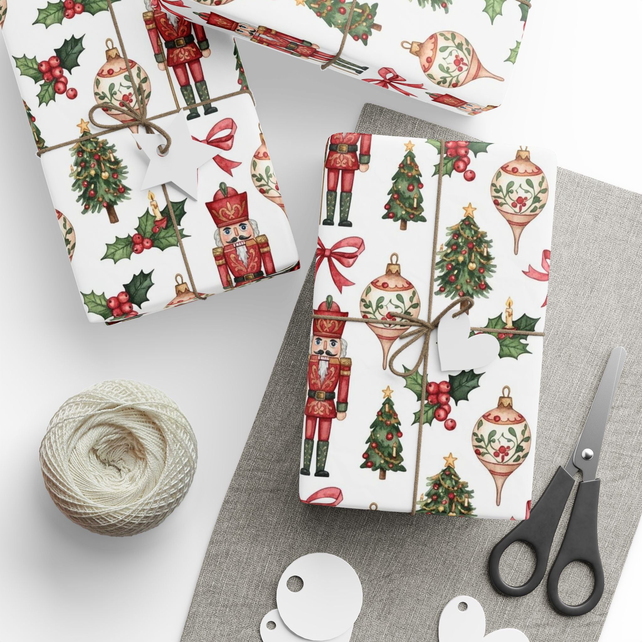 Nutcracker Christmas Wrapping Papers - Elegant Holiday Gift Wrap for Loved Ones, Clients - Classic Nutcrackers, Ornaments Design, Festive