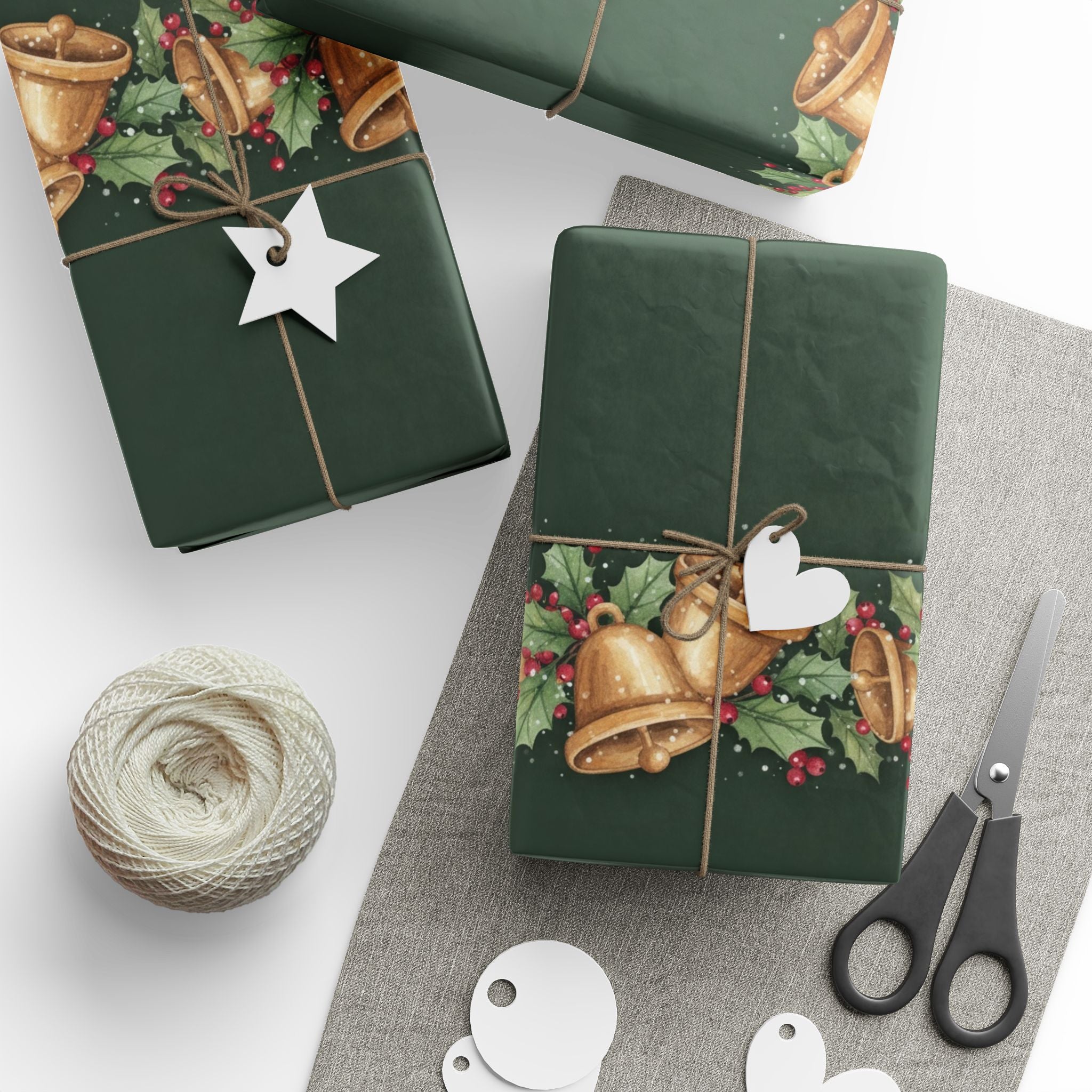 Holiday Bells and Holly Wrapping Papers | Christmas Gift Wrap Roll