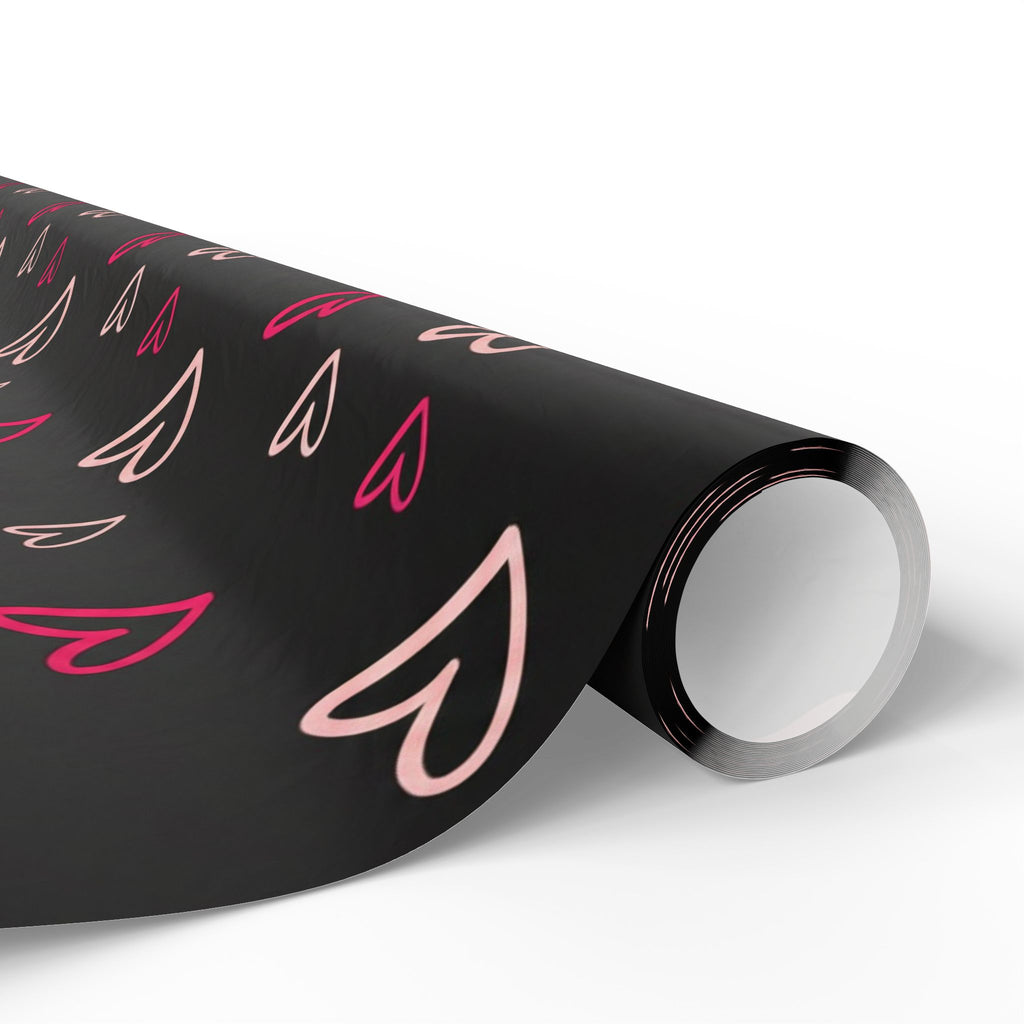 Heart Pattern Wrapping Paper — Black Pink Valentine Gift Wrap