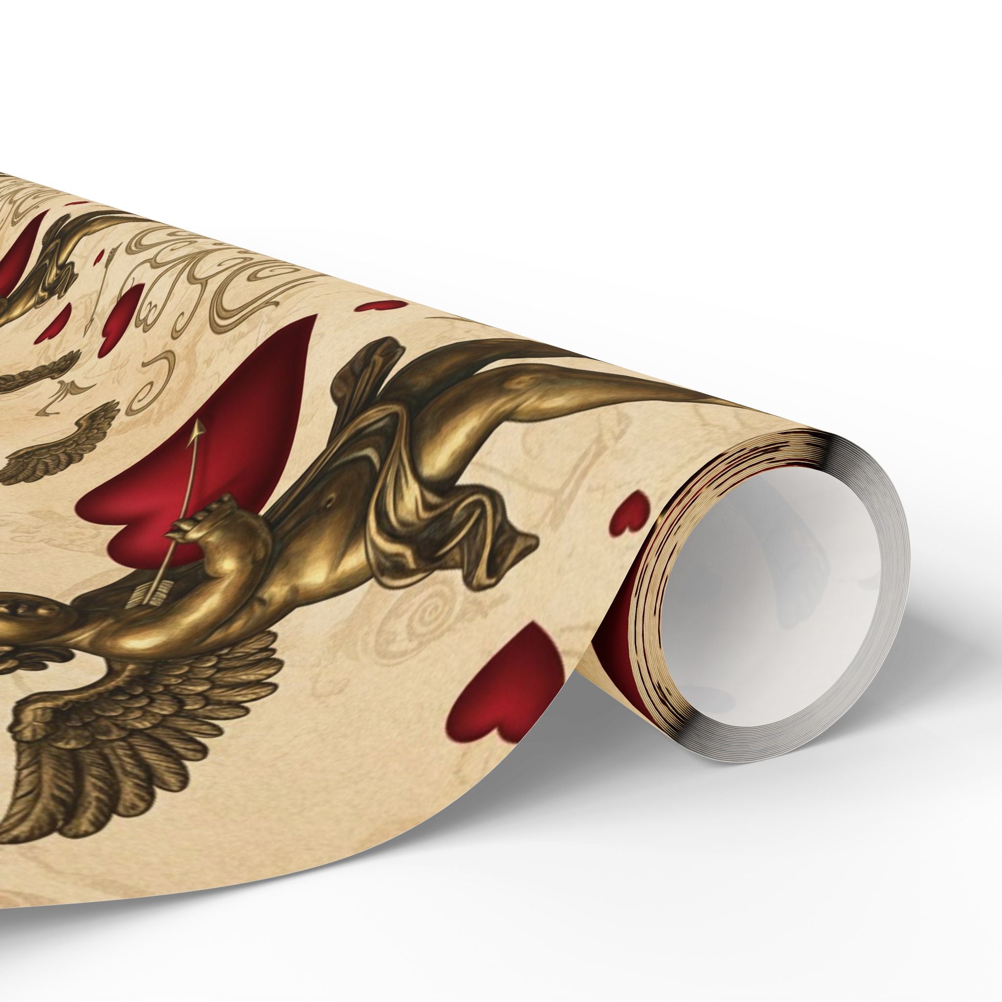 Vintage Cupid Pattern Wrapping Paper | Valentine Heart Gift Wrap