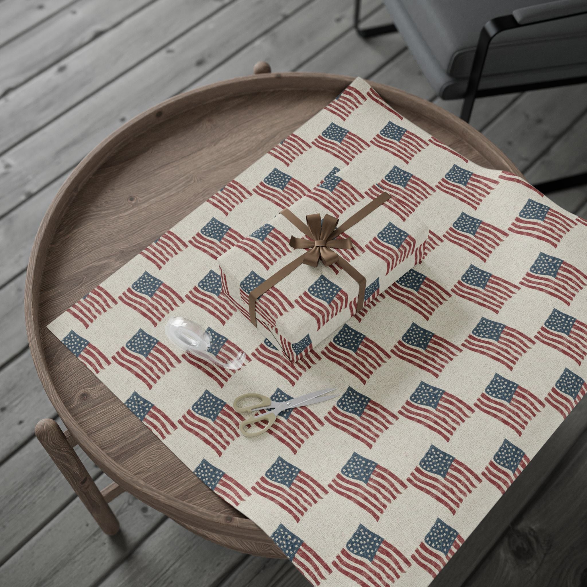 Vintage American Flag Wrapping Paper | Patriotic Gift Wrap
