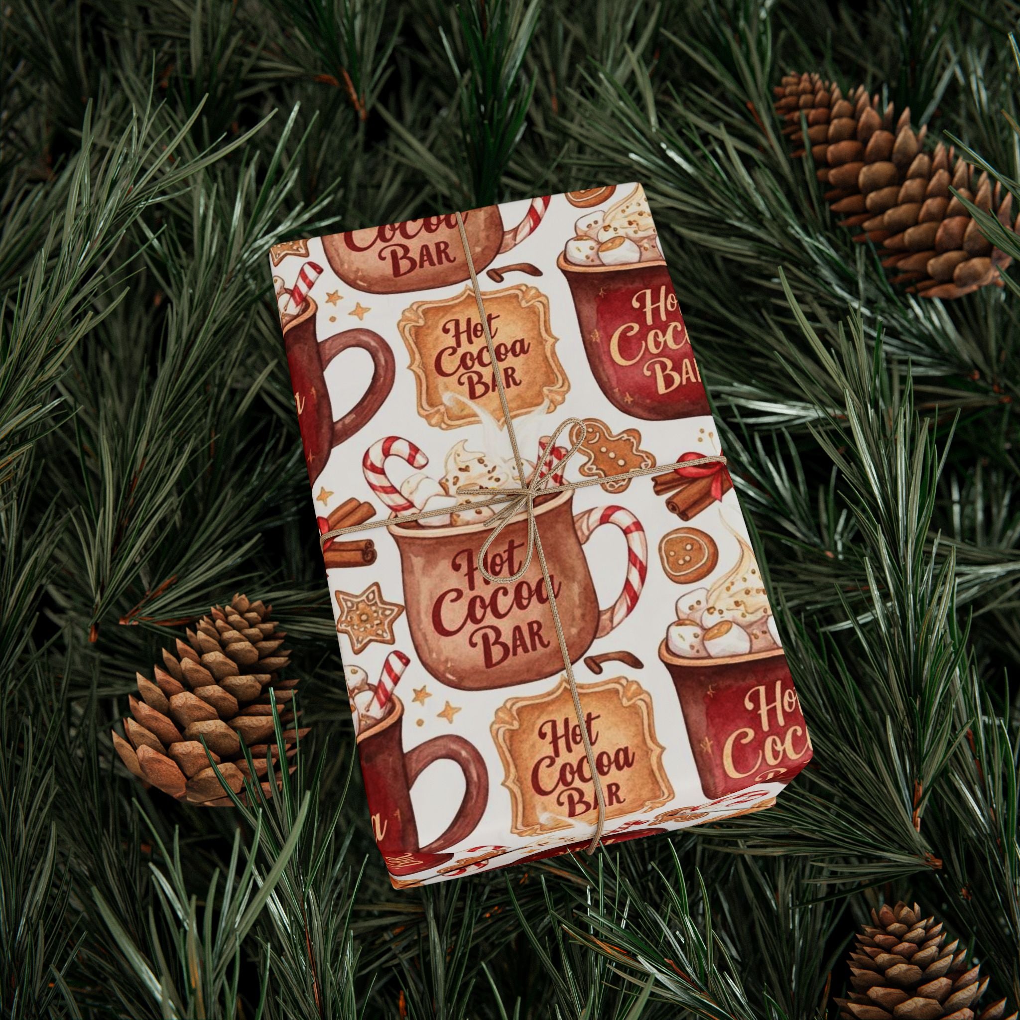 Holiday Hot Cocoa Christmas Wrapping Papers - Festive Gift Wrap for Christmas Morning Gifts, Winter Birthdays, Cocoa Bar Party Favors,