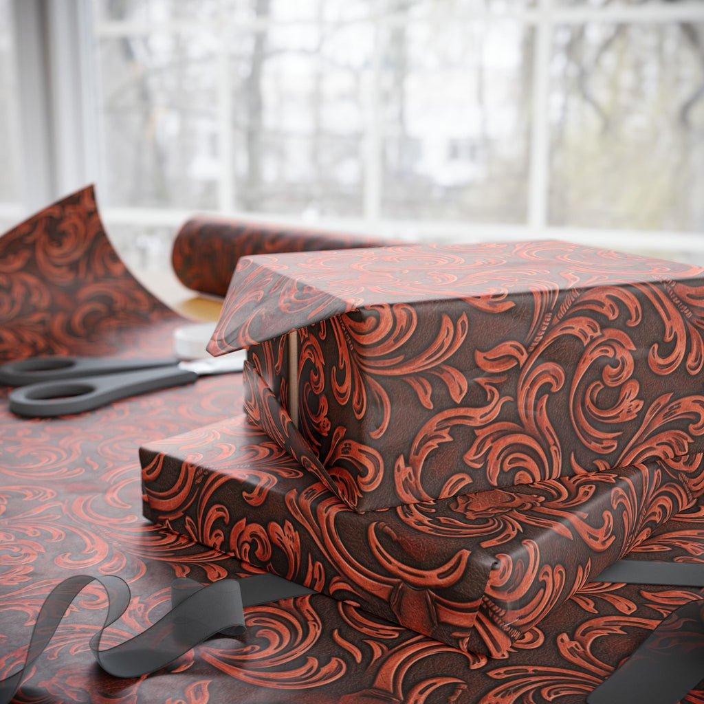 Leather Swirl Paisley Wrapping Paper | Decorative Gift Wrap Roll