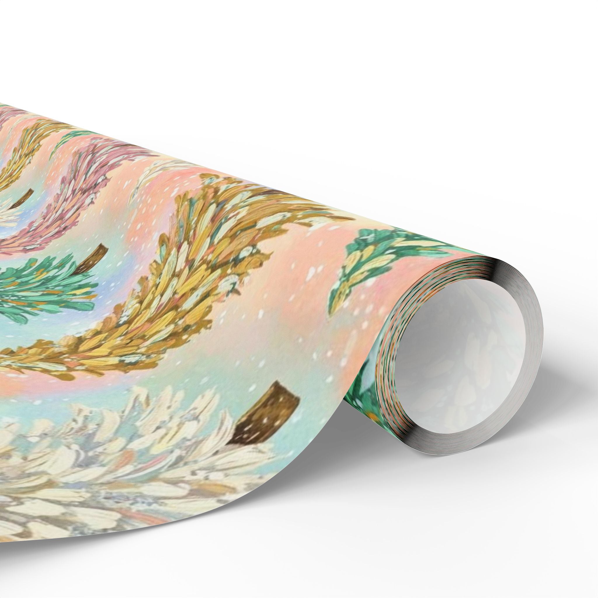 Pastel Watercolor Christmas Tree Wrapping Paper | Brush Stroke Gift Wrap | Modern Minimal Holiday Paper | Soft Aesthetic Xmas Decor