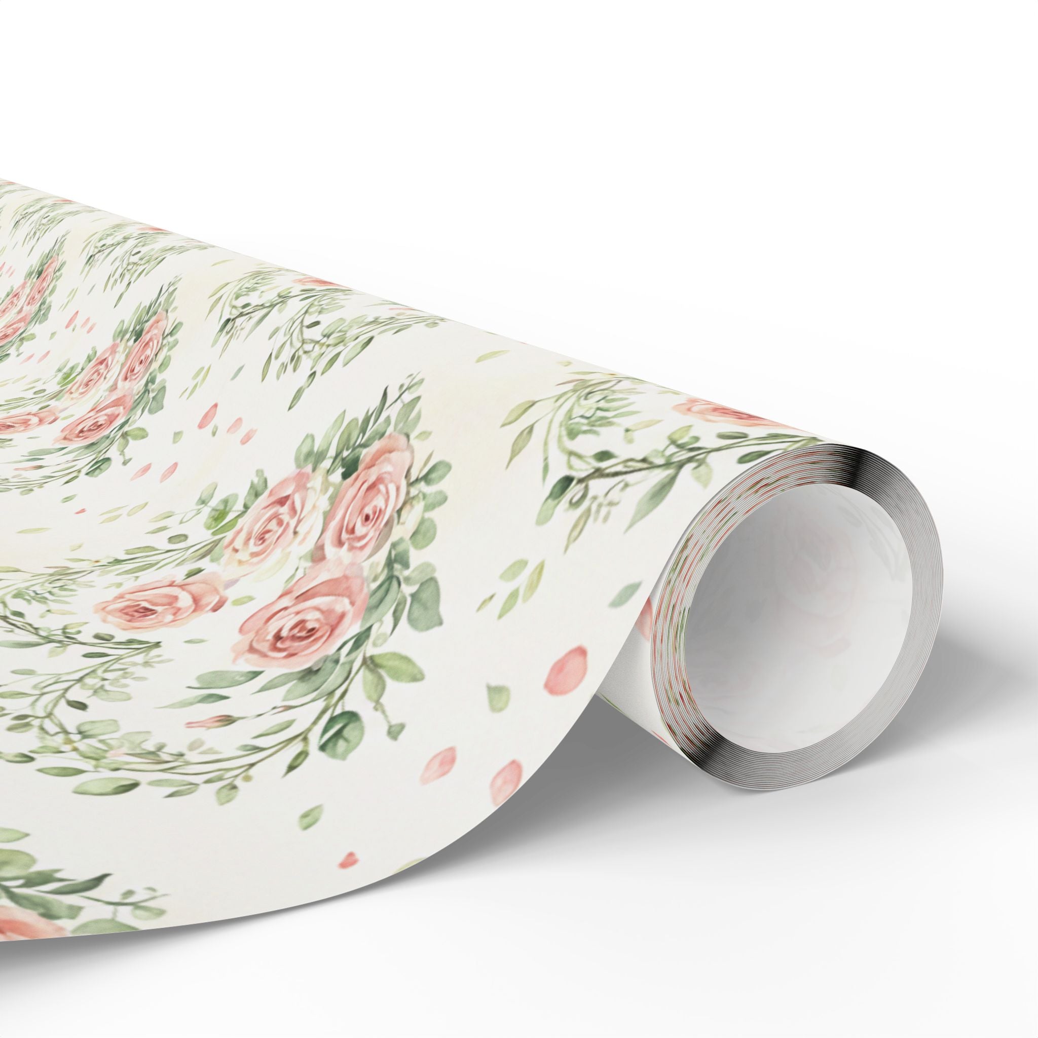Pink Rose Wreath Wrapping Paper | Floral Gift Wrap, Vintage Bouquet Pattern