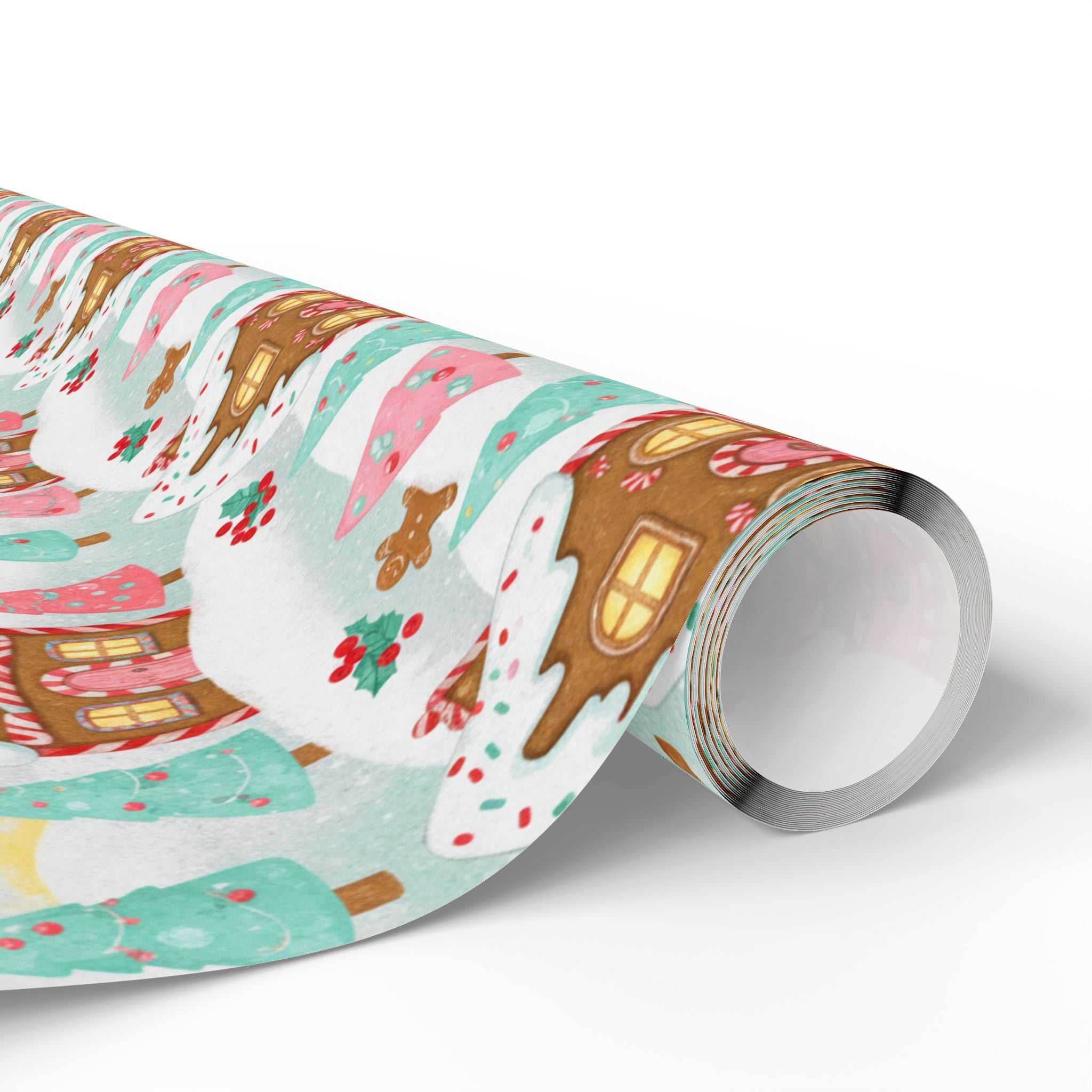 Wrapping Papers - Pastel Pink Gingerbread Sweet Christmas Gift Wrap Candy House Holiday Design, Gift Wrap, Christmas Gift Wrap, Holiday