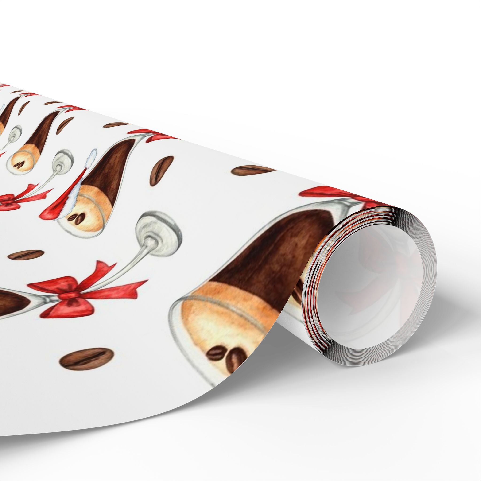 Espresso Martini Wrapping Paper | Cute Christmas Cocktail Gift Wrap | Santa Hat Drinks | Holiday Party Wrap | Festive Modern Xmas Paper
