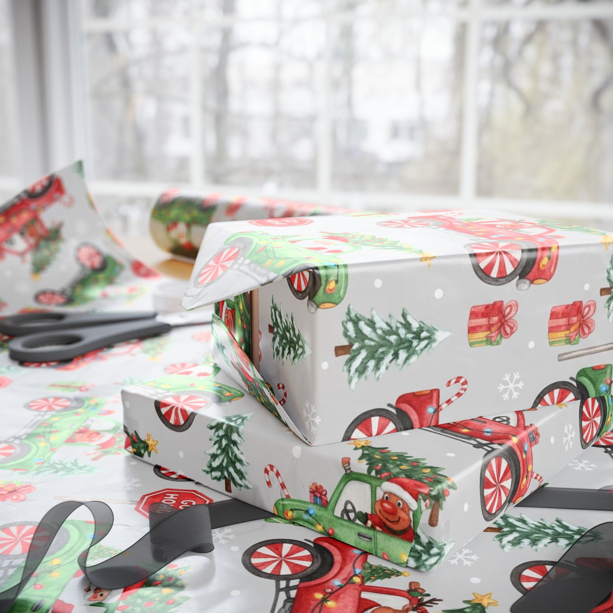 Christmas Monster Truck Wrapping Paper, Holiday Gift Wrap, Boys Gift Wrap, Kids Christmas Paper, Cute Christmas Wrap