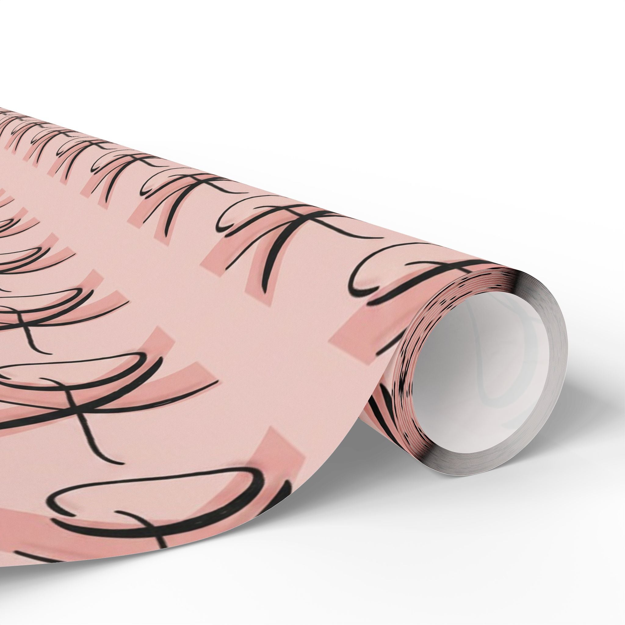 XO Pattern Wrapping Paper | Pink Script Heart Love Paper