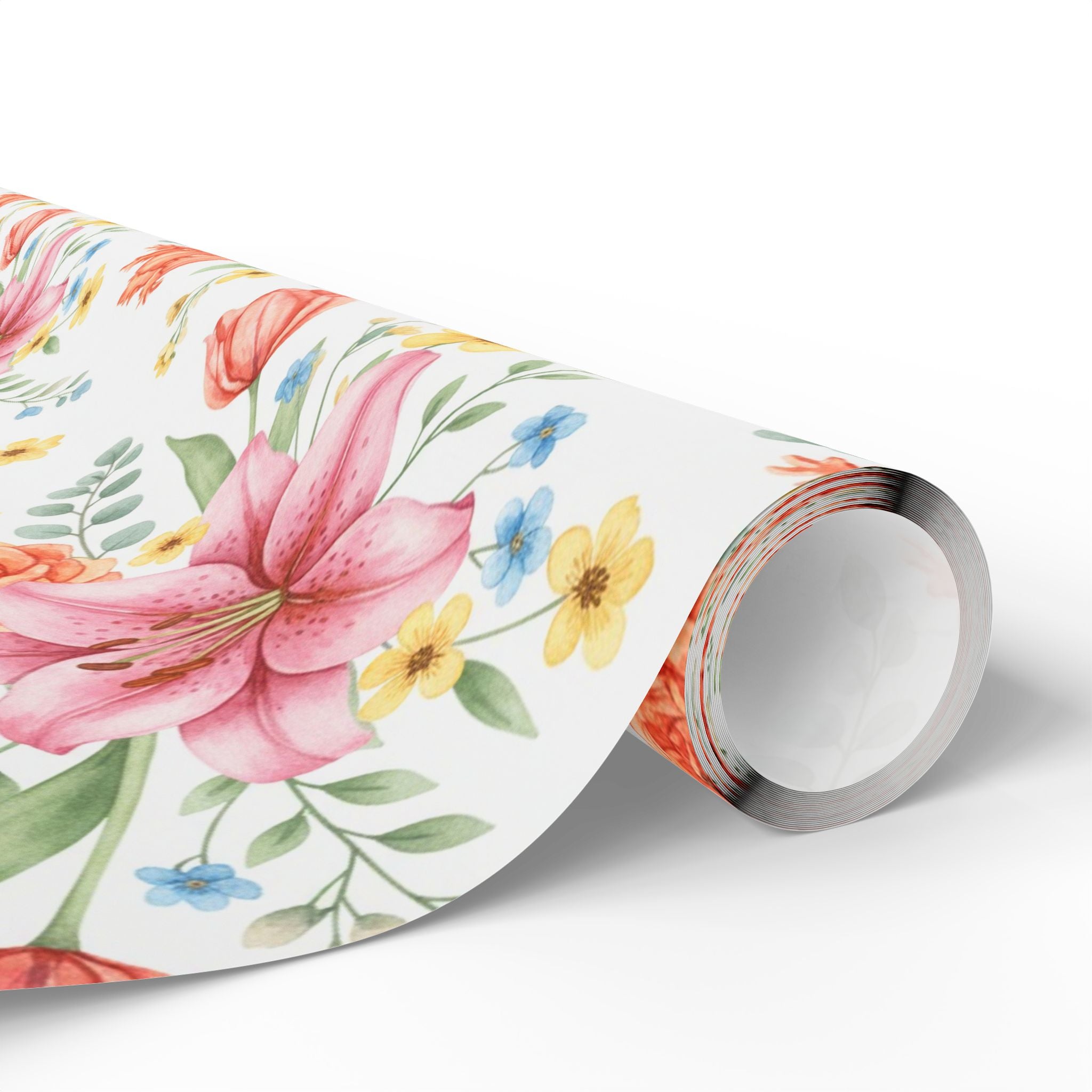 Pink Watercolor Floral Wrapping Paper | Bouquet Pattern, Gift Wrap Sheets