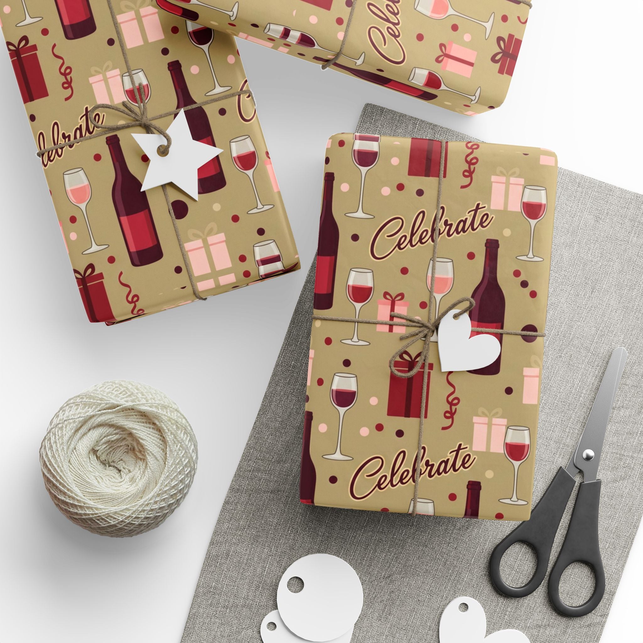 Wrapping Paper — Celebratory Wine & Gifts Pattern