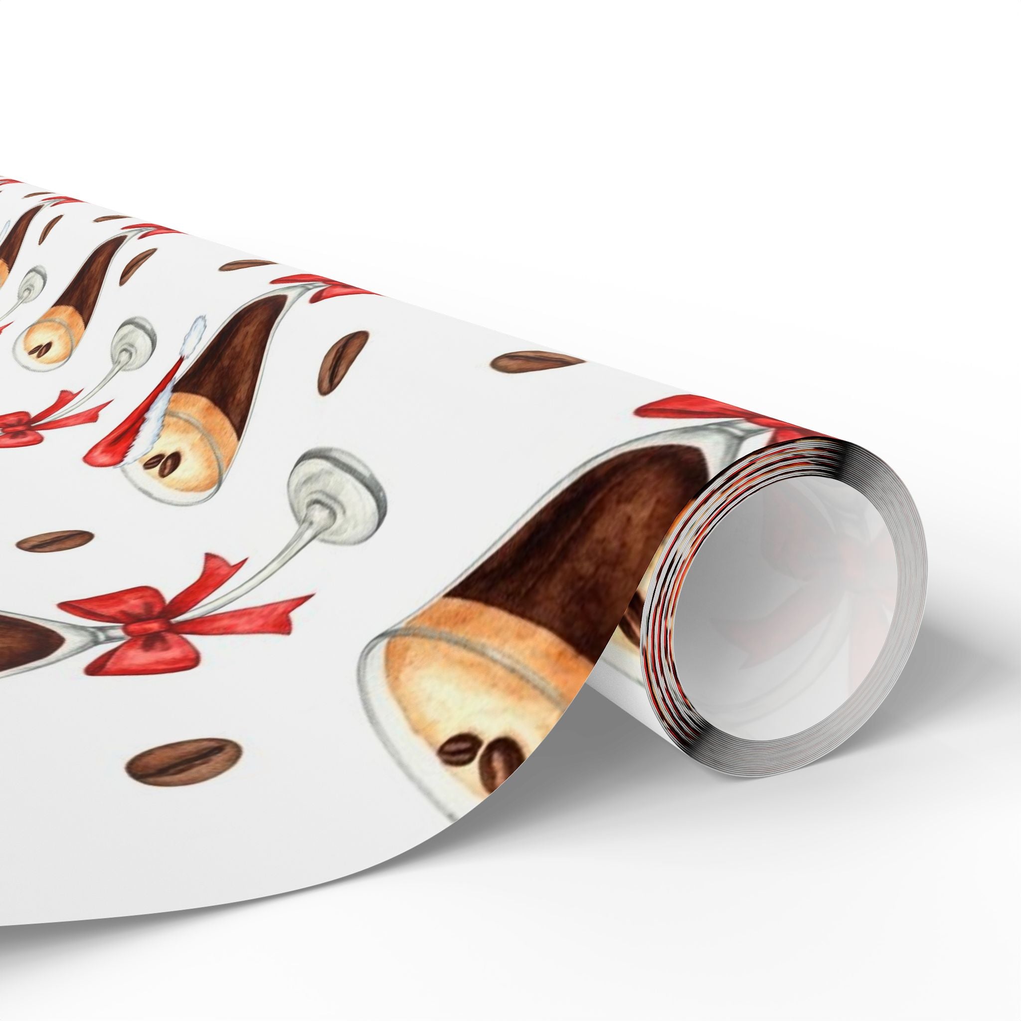 Espresso Martini Wrapping Paper | Cute Christmas Cocktail Gift Wrap | Santa Hat Drinks | Holiday Party Wrap | Festive Modern Xmas Paper