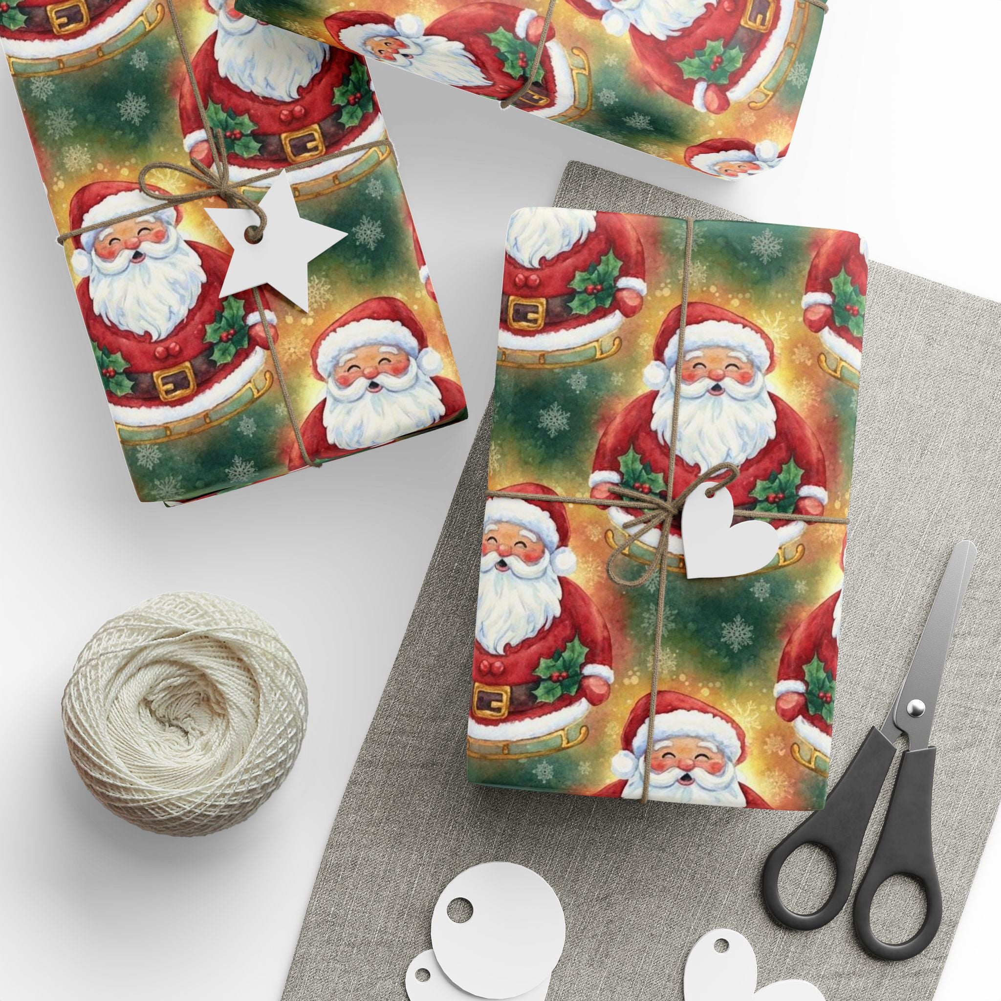 Jolly Santa Wrapping Paper | Classic Christmas Gift Wrap | Festive Holiday Paper | Merry Santa Design | Bright Red Xmas Wrapping Paper