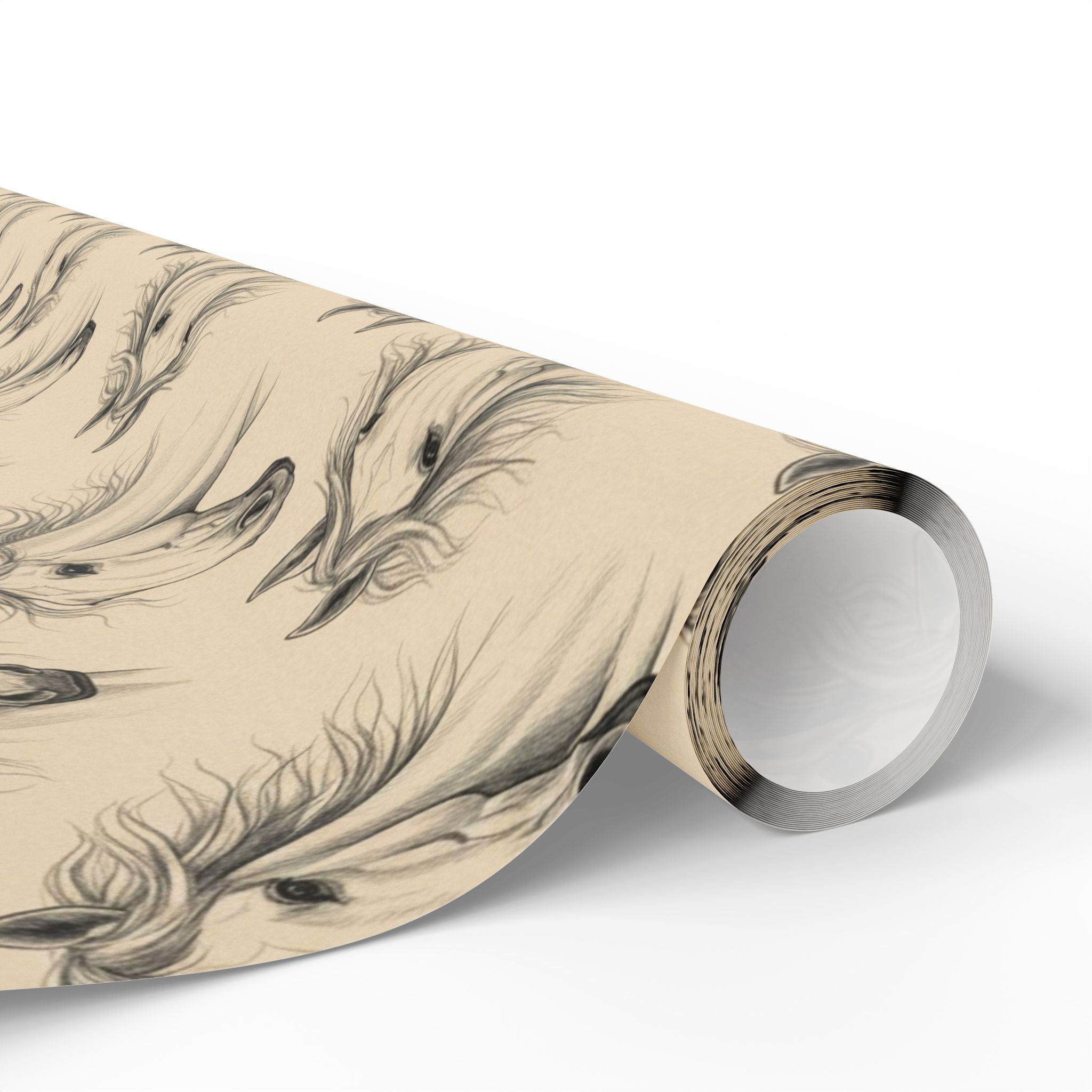 Hand-Drawn Horse Head Wrapping Paper | Animal Pattern Gift Wrap