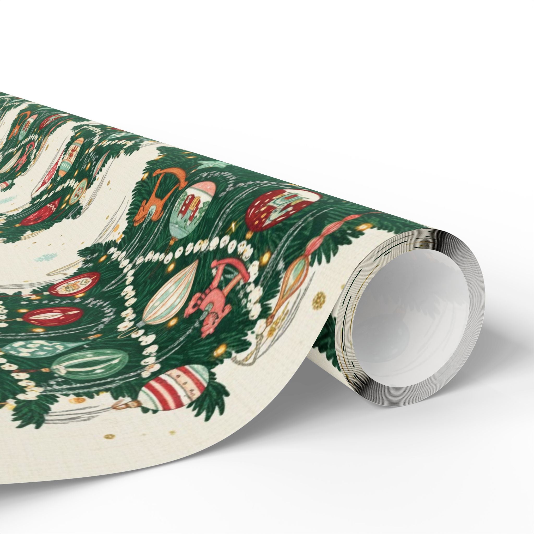 Vintage Christmas Tree Wrapping Paper - Retro Holiday Gift Wrap for Family & Friends, Nostalgic Xmas Ornaments