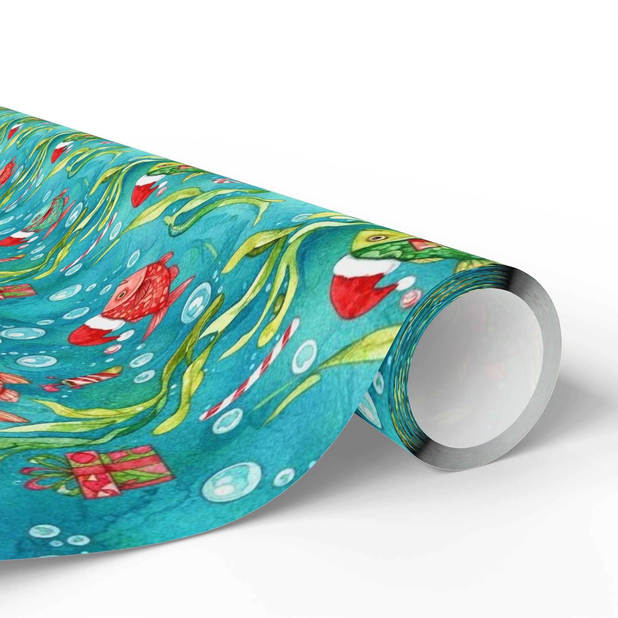 Underwater Fish Christmas Wrapping Paper | Cute Ocean Holiday Gift Wrap | Sea Life Xmas  | Coastal Christmas Decor | Beachy Holiday Wrap