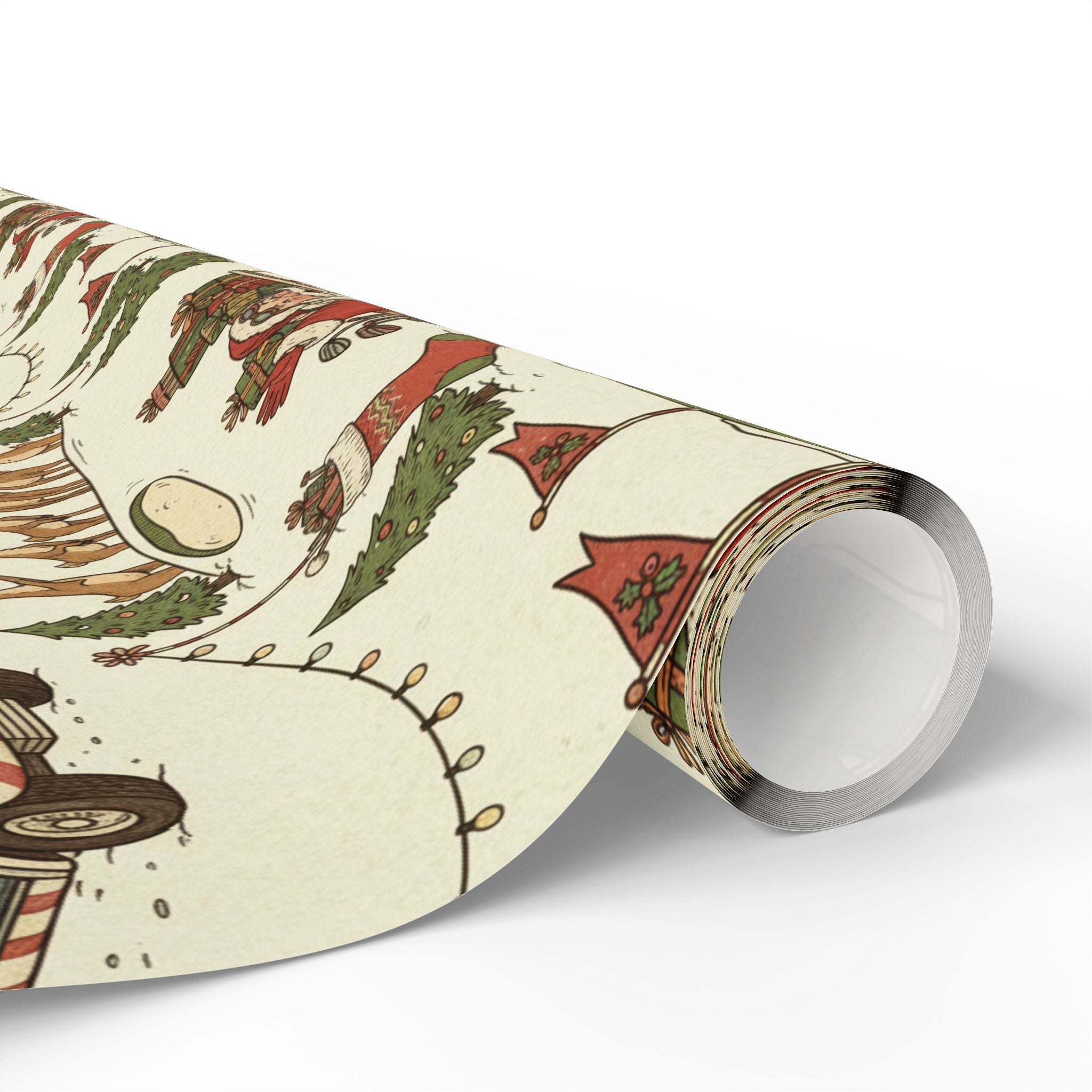 Wrapping Papers, Christmas Santa Golf Cart Pattern, Holiday Gift Wrap, Festive Seamless Design, Cheerful Vintage Style