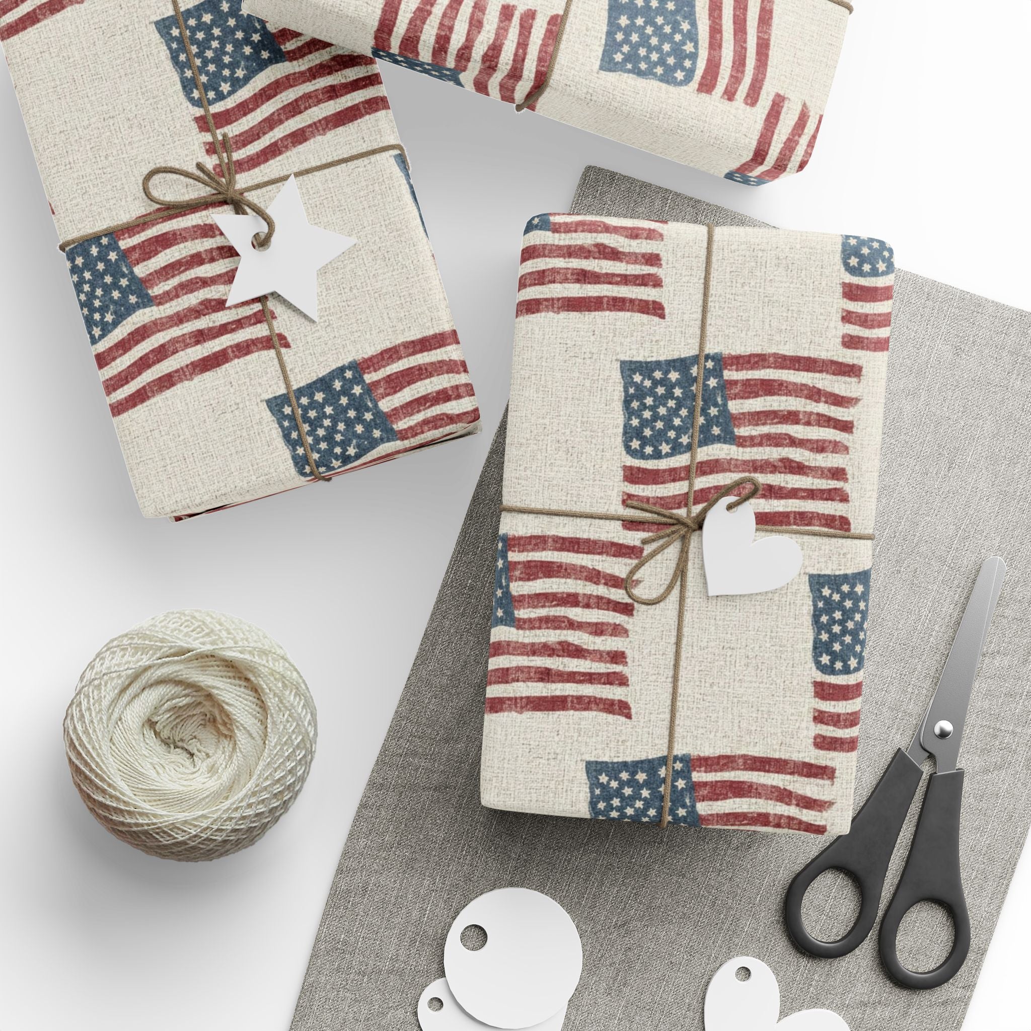 Vintage American Flag Wrapping Paper | Patriotic Gift Wrap