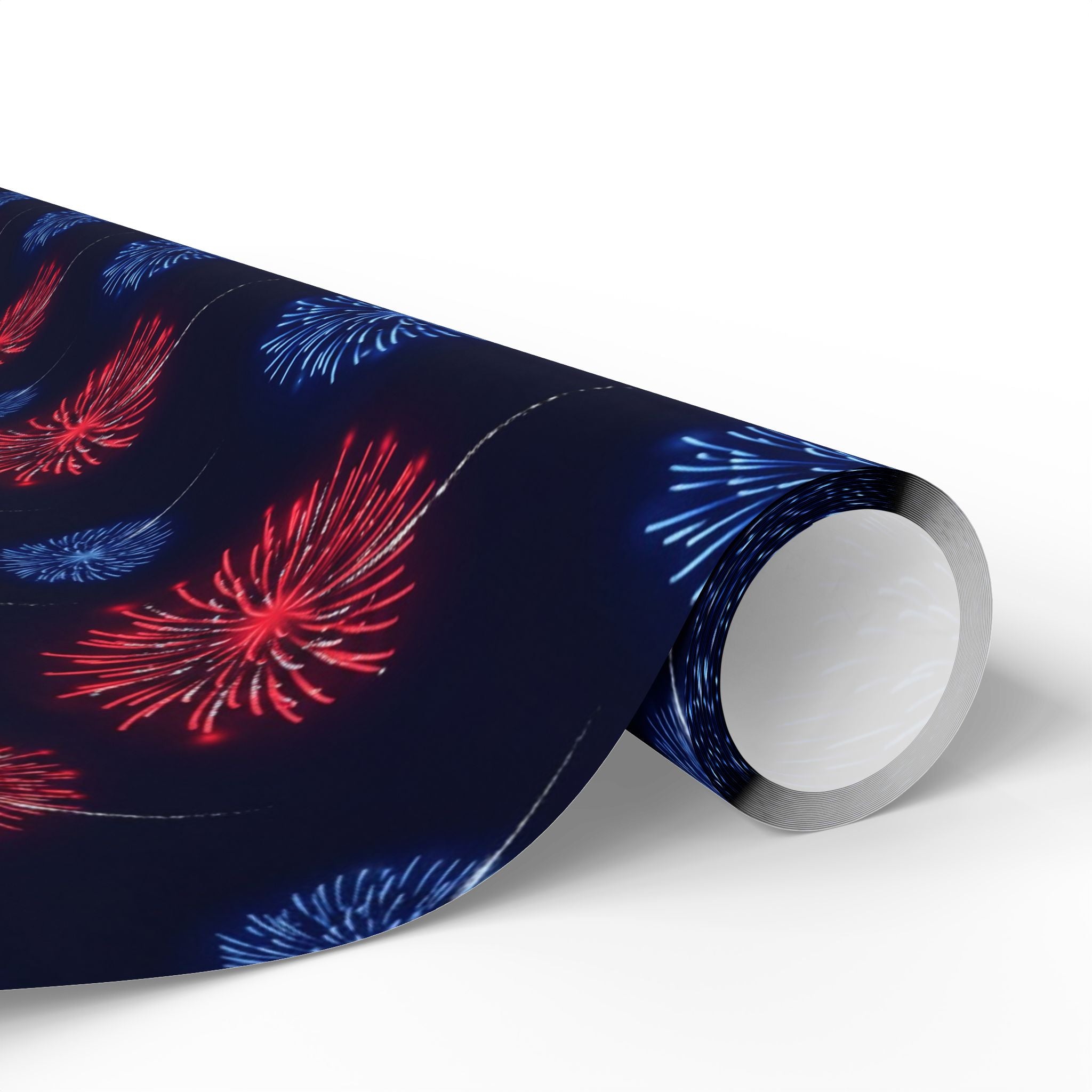 Red and Blue Fireworks Wrapping Paper | Patriotic Holiday Wrap