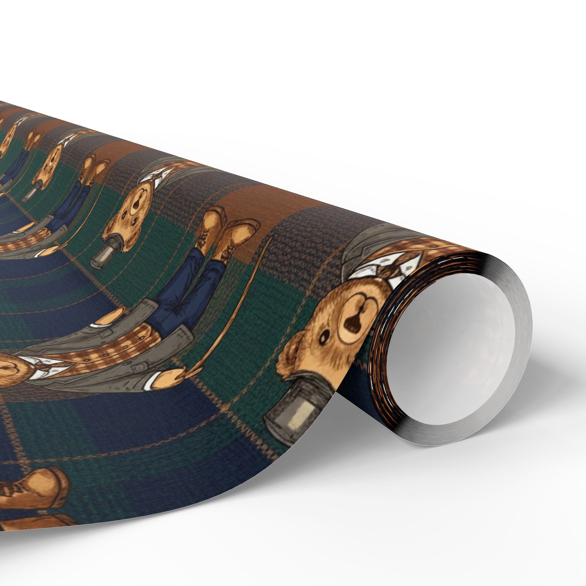 Plaid Gentleman Bear Wrapping Paper – Classic, Cozy & Charming