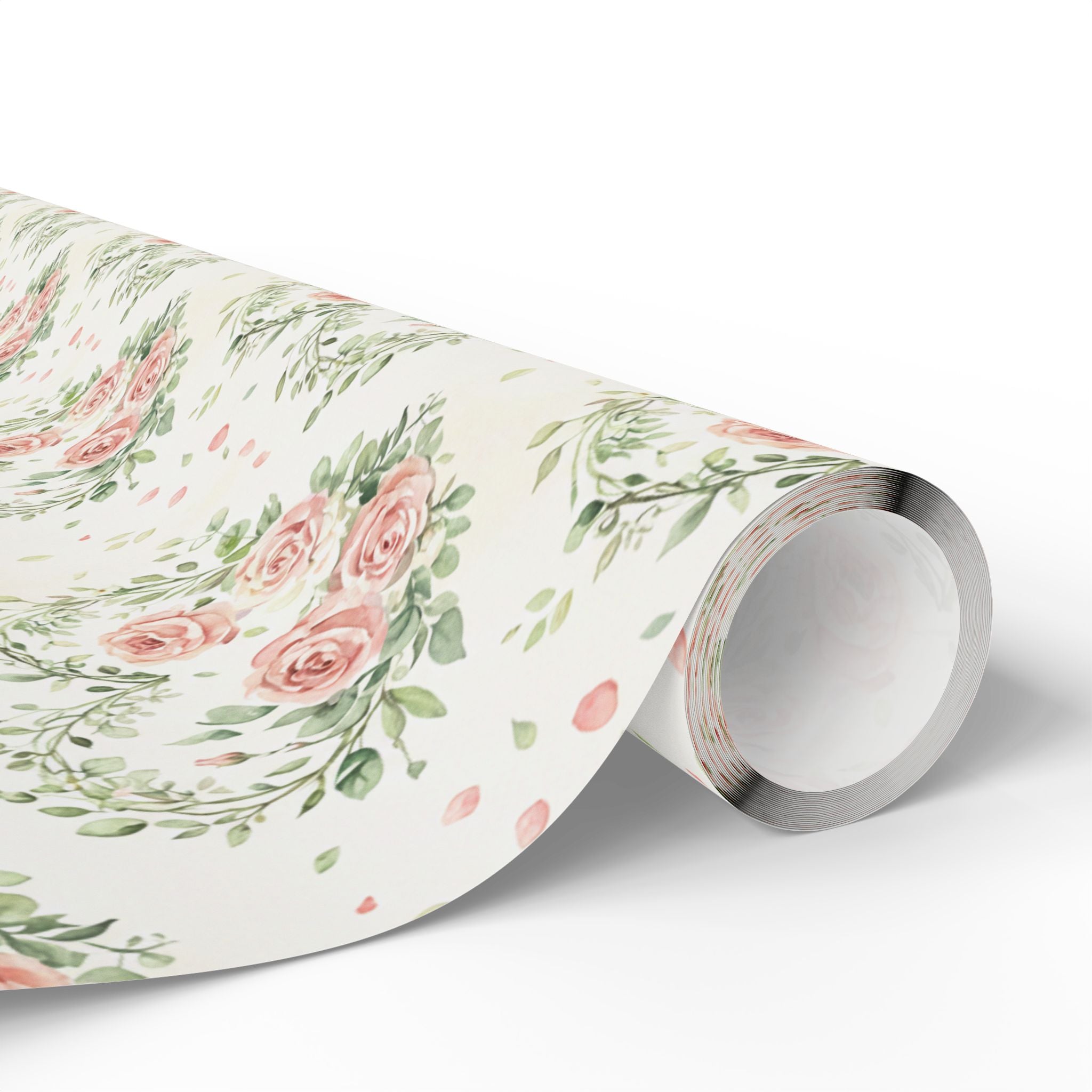 Pink Rose Wreath Wrapping Paper | Floral Gift Wrap, Vintage Bouquet Pattern