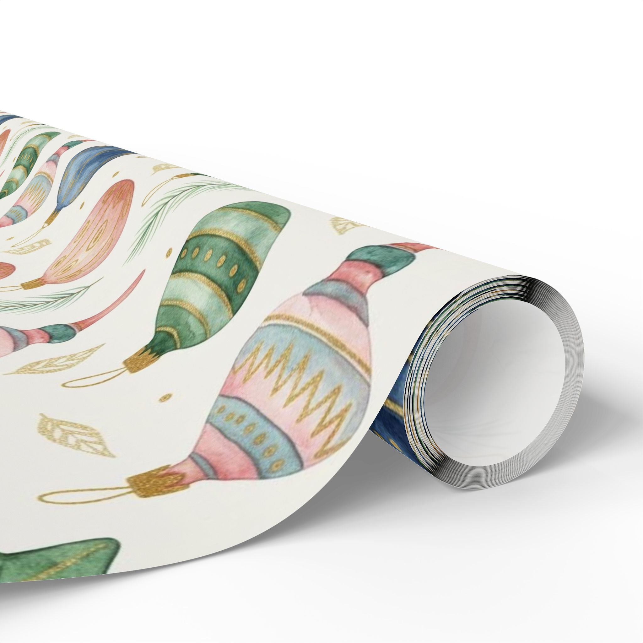 Watercolor Christmas Ornaments Wrapping Paper | Elegant Holiday Gift Wrap | Festive Xmas Paper | Pastel Ornament Design | Artistic Decor