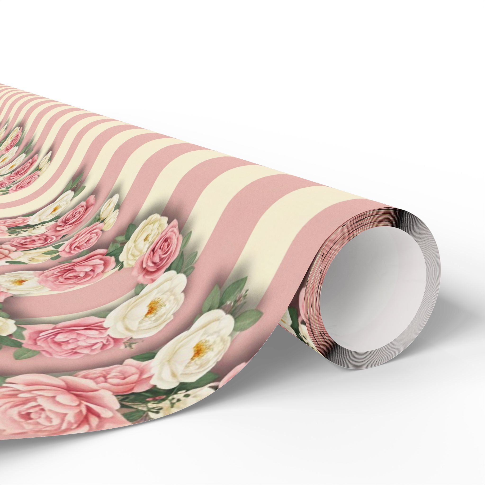 Vintage Rose Stripes Wrapping Paper | Floral Gift Wrap Rolls | Mother's Day