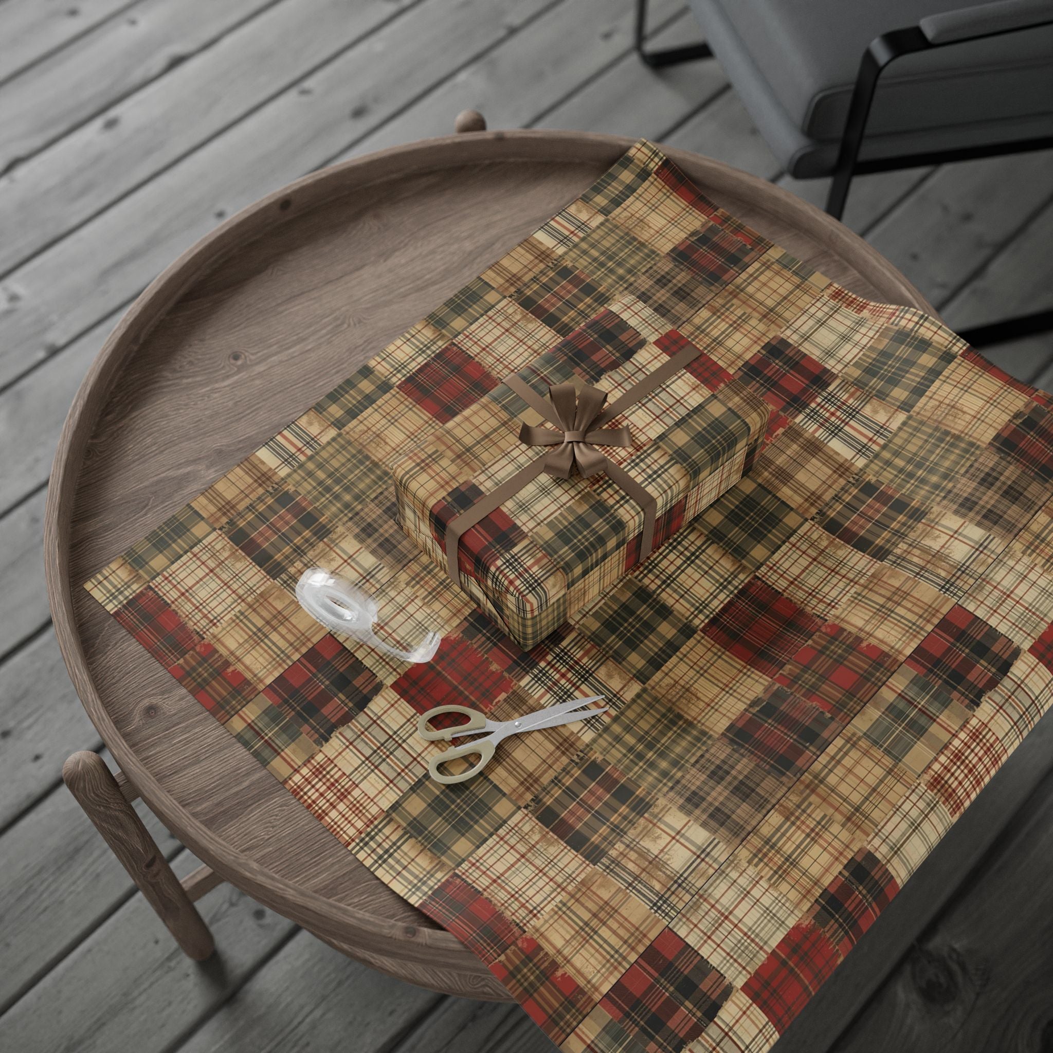 Wrapping Paper, Christmas Gift Wrap, Vintage Quilt Style, Patchwork Plaid, Cozy Holiday Wrap, Winter Gift Wrap