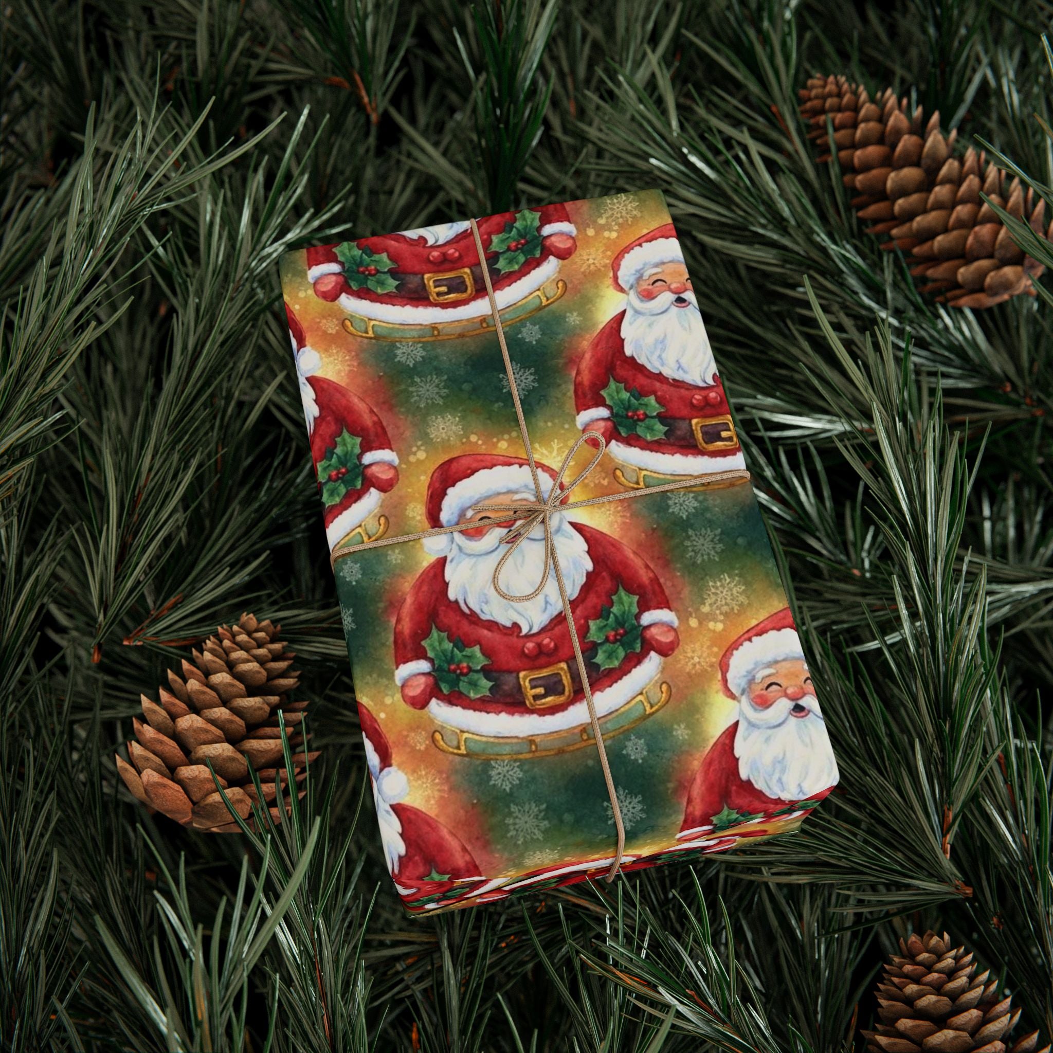 Jolly Santa Wrapping Paper | Classic Christmas Gift Wrap | Festive Holiday Paper | Merry Santa Design | Bright Red Xmas Wrapping Paper