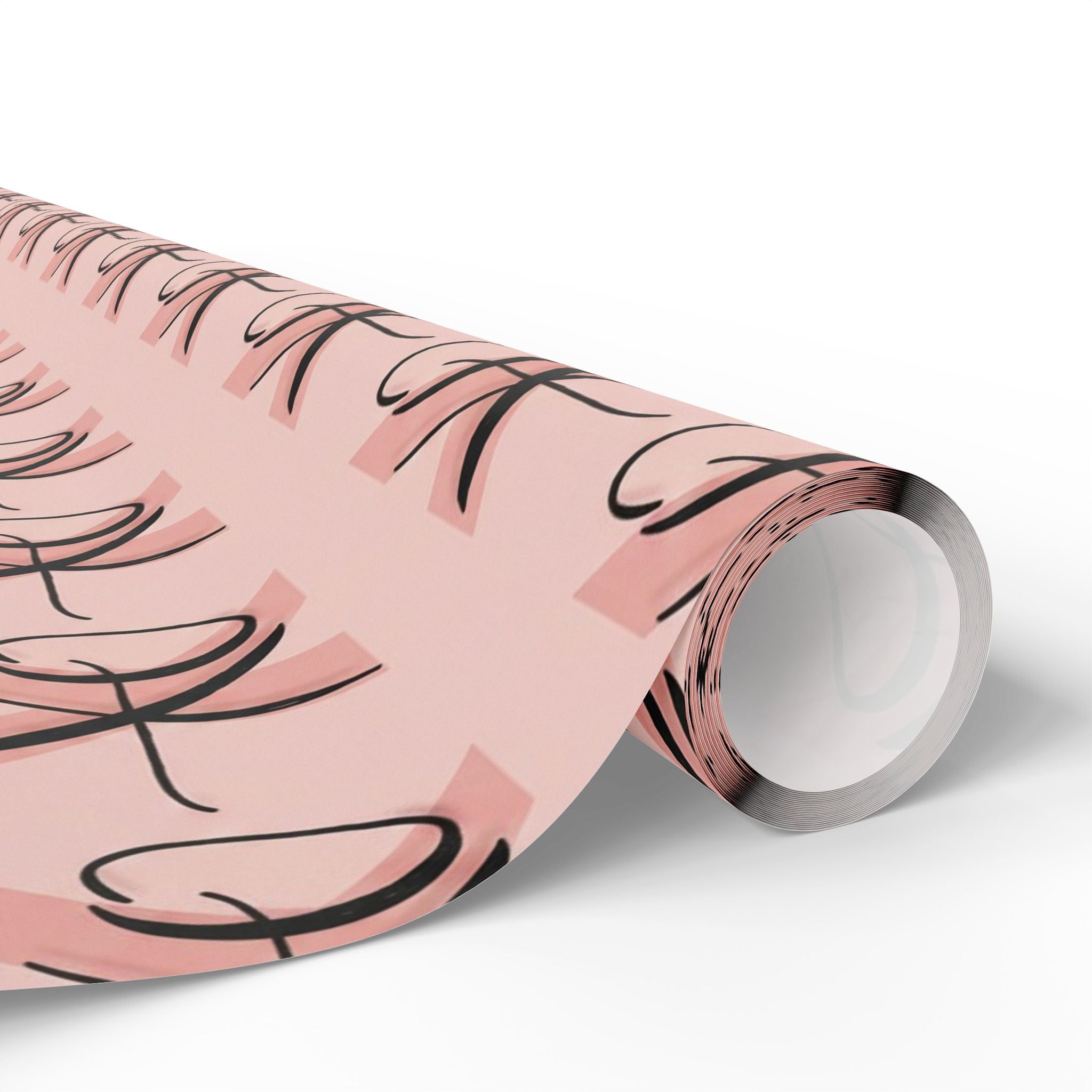 XO Pattern Wrapping Paper | Pink Script Heart Love Paper