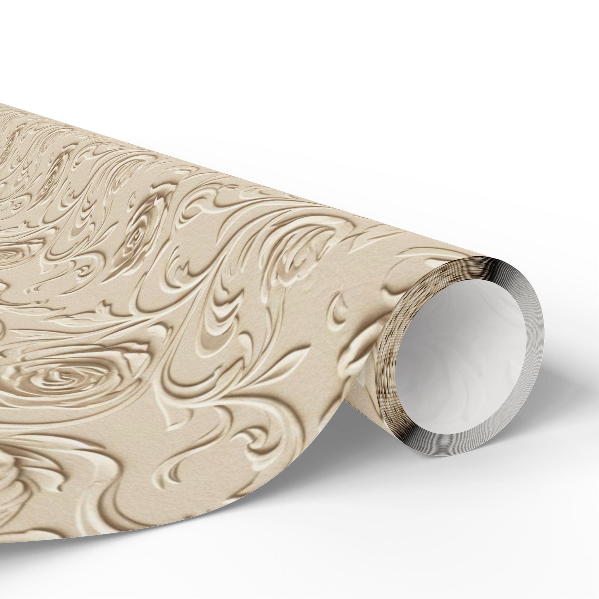 Ivory Embossed Rose Pattern Wrapping Paper | Classic Floral Gift Wrap