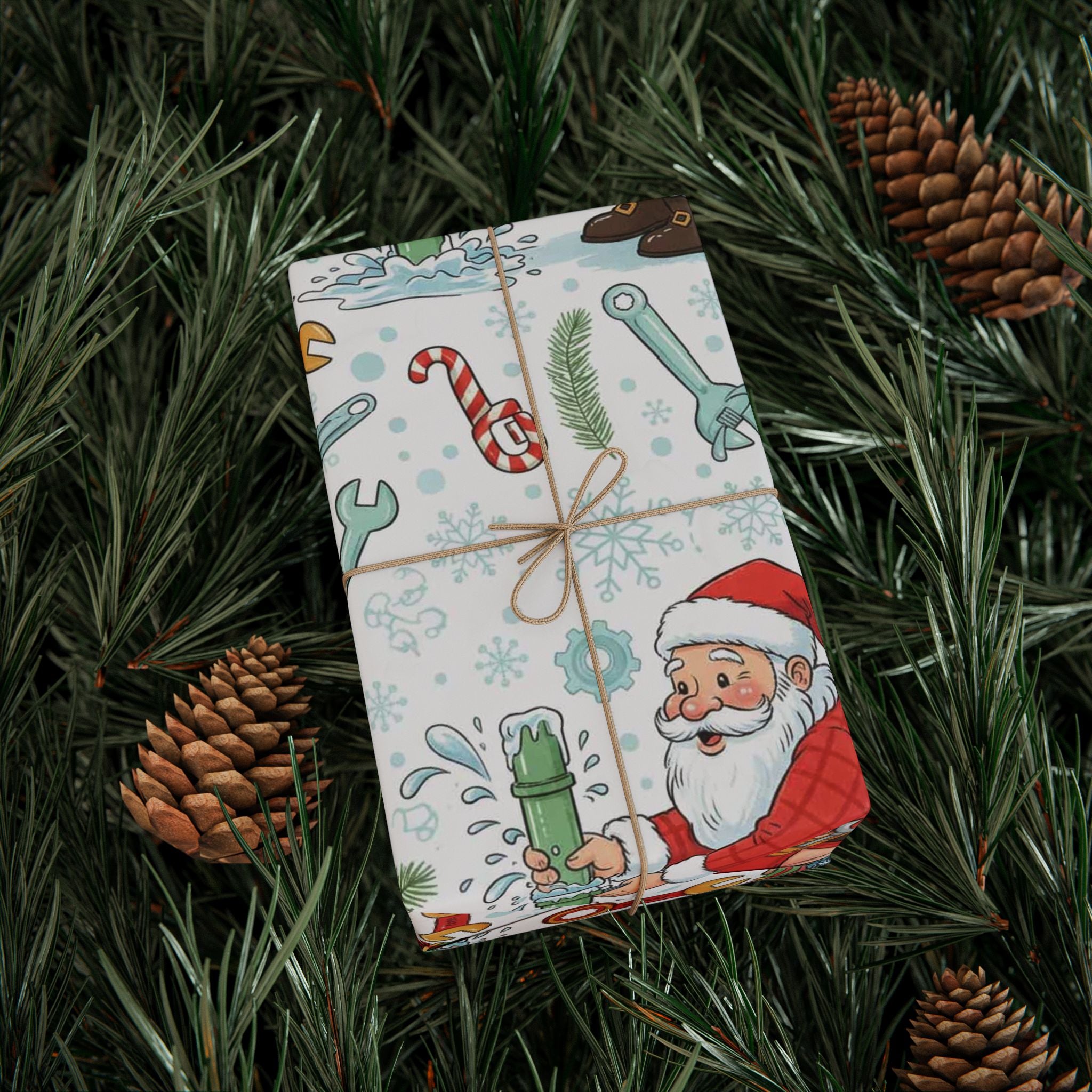 Funny Plumber Santa Wrapping Paper | Hilarious Christmas Gift Wrap for Plumbers | Gag Gift for Him | Plumbing Humor Holiday Paper