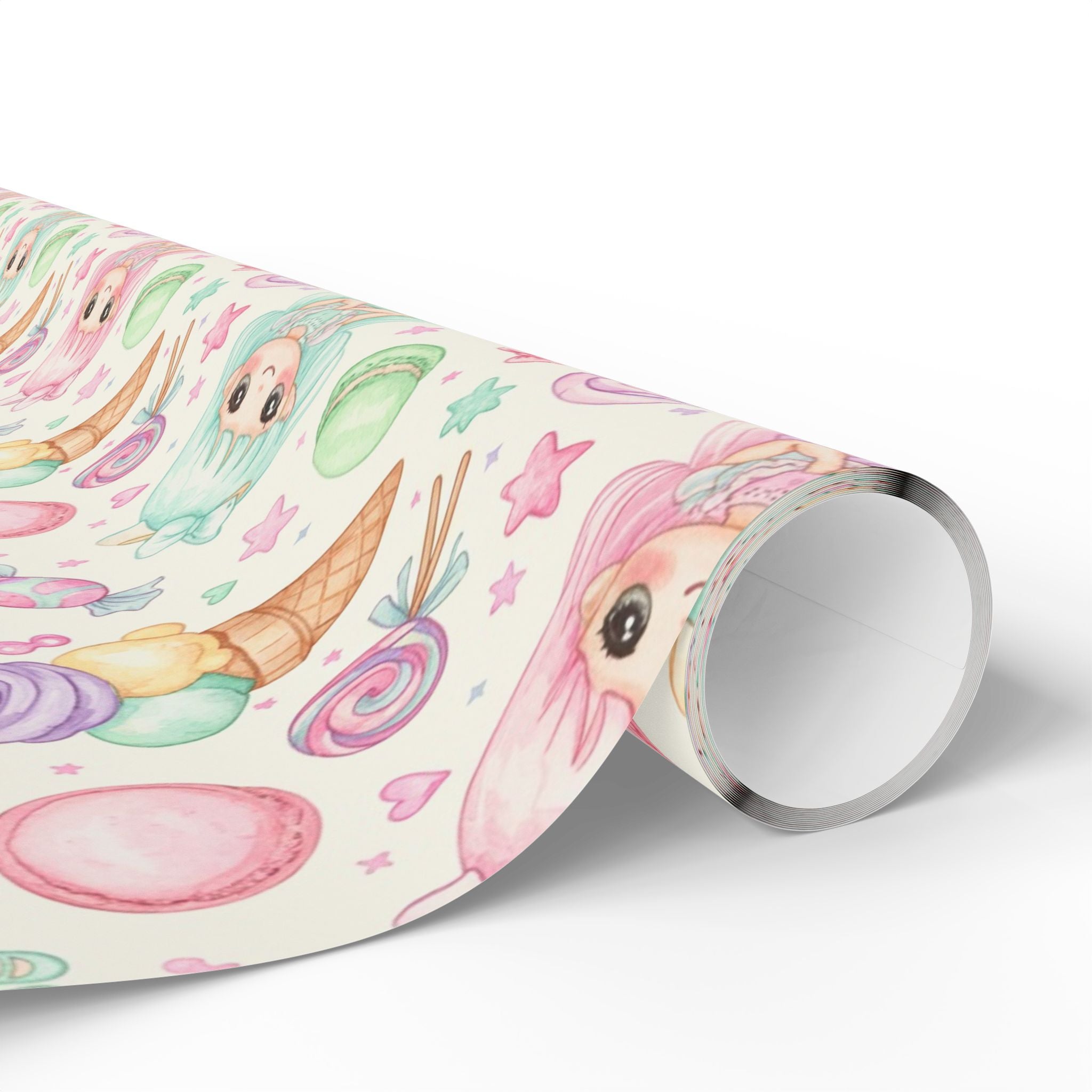 Gift Wrapping Paper, Pastel Candyland Dolls Birthday Present Wrap, Kids Party Supplies, Baby Shower Decoration, Crafting Paper Sheets,