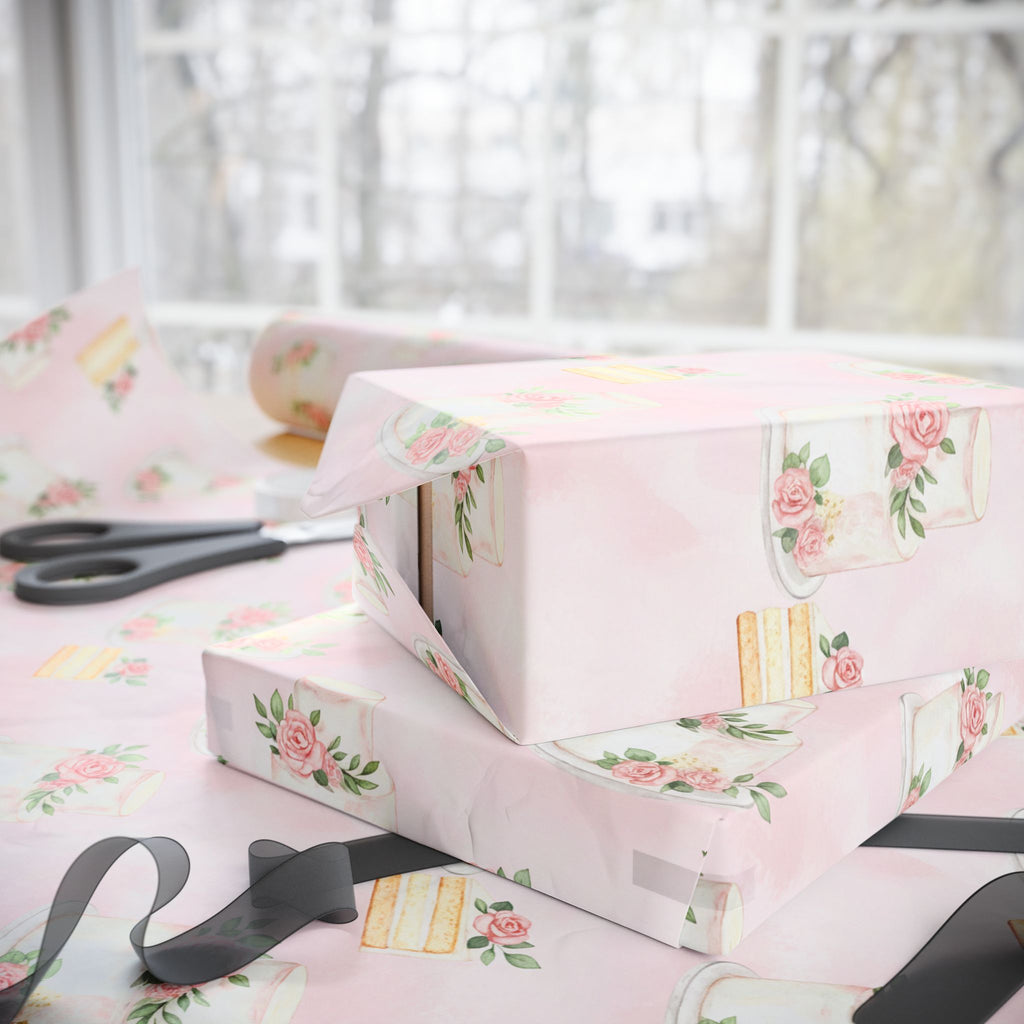 Wedding Cake Wrapping Paper | Pink Rose Pattern | Wedding