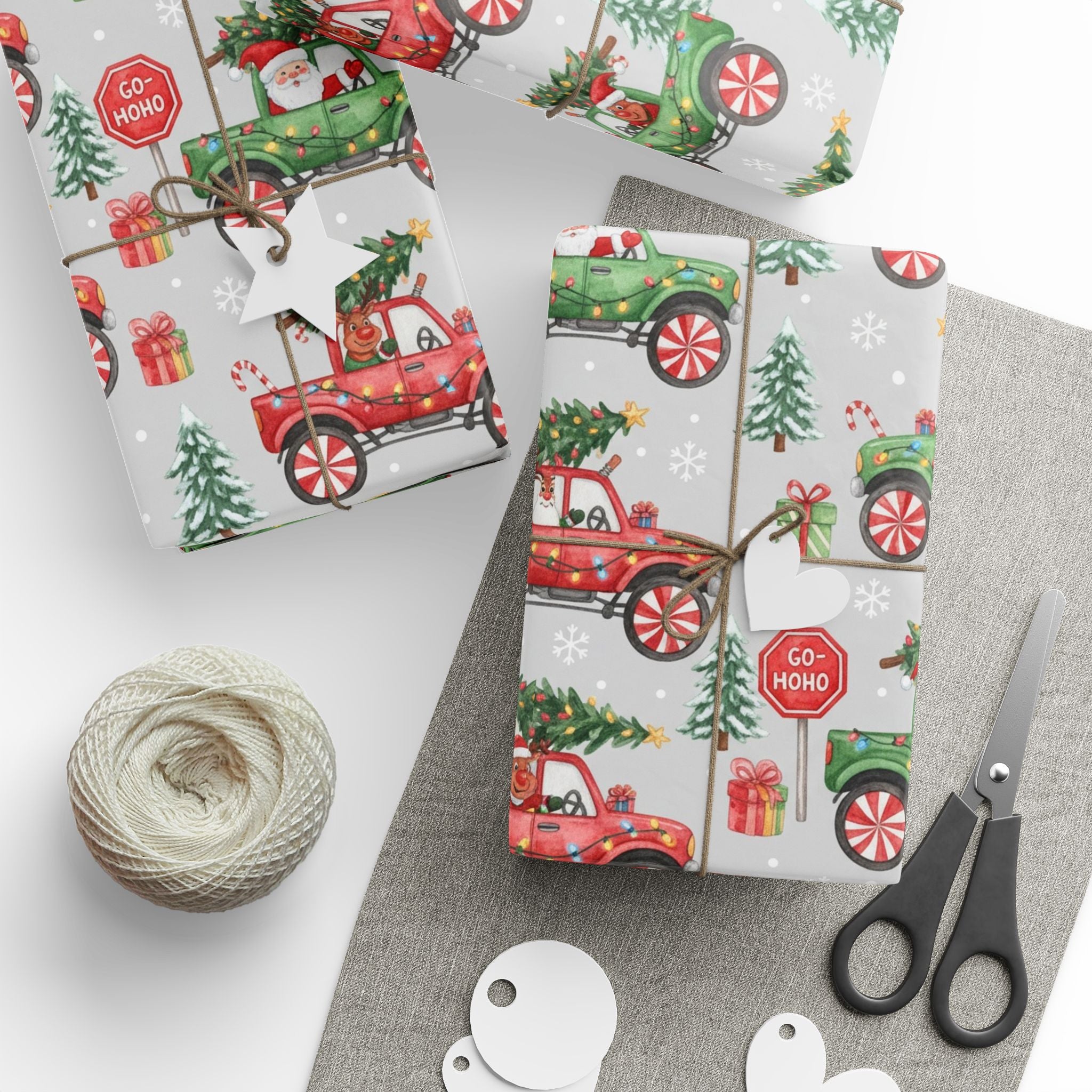 Christmas Monster Truck Wrapping Paper, Holiday Gift Wrap, Boys Gift Wrap, Kids Christmas Paper, Cute Christmas Wrap