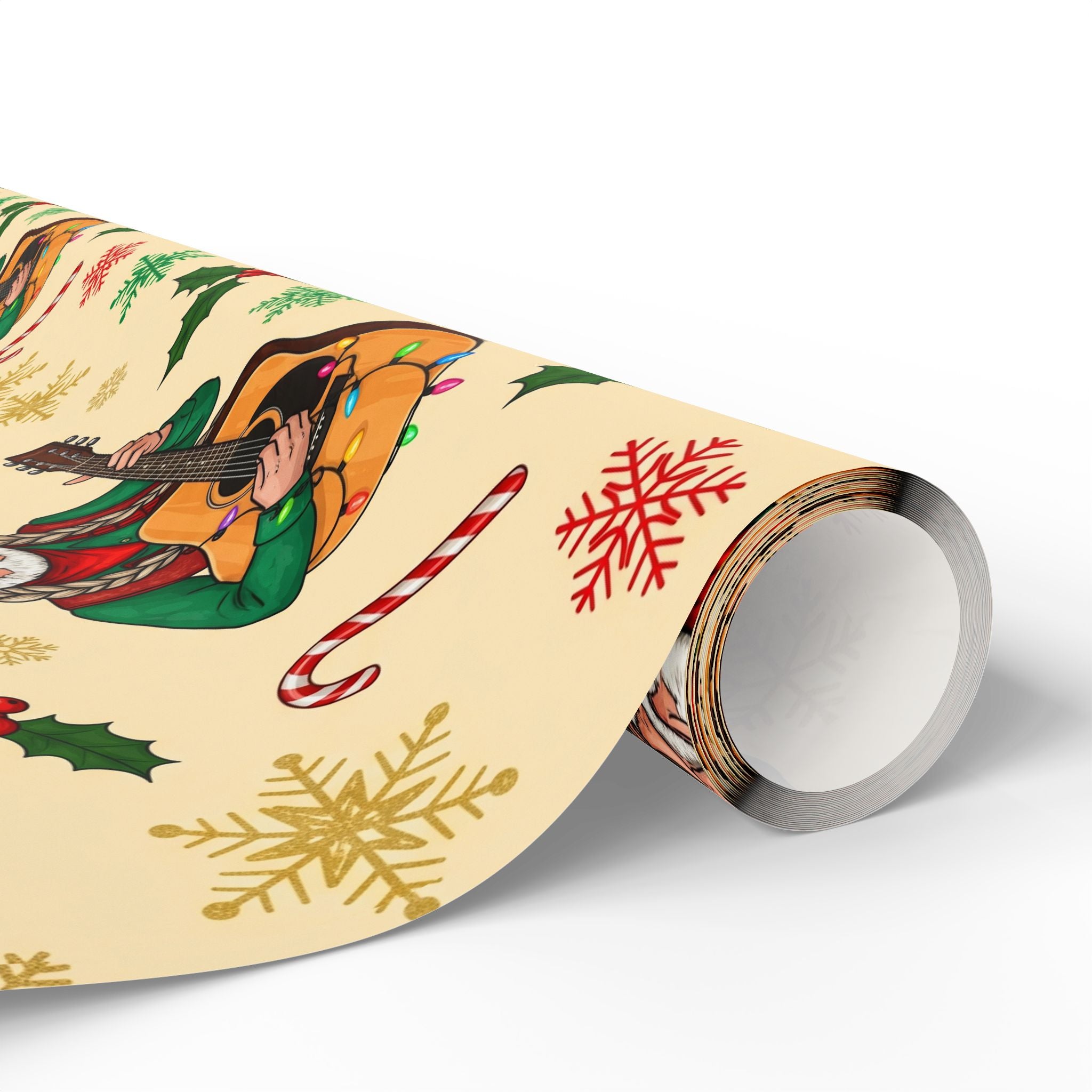Wrapping Papers, Vintage Cowboy Santa Gift Wrap, Christmas Holiday Decoration, Western Theme, Guitar and Sunglasses, Country Legend, Festive