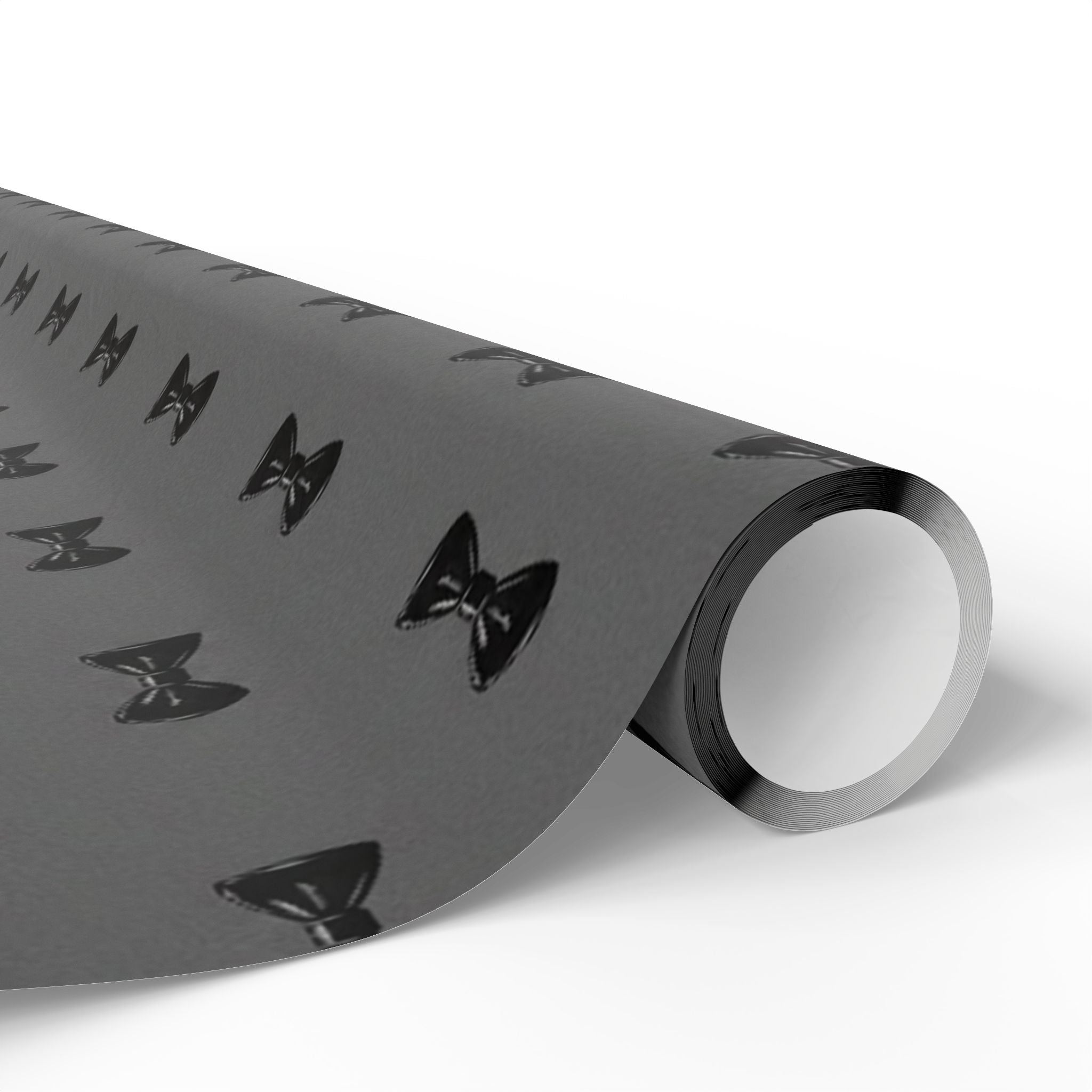 Black Bow Tie Pattern Wrapping Paper | Grey Black Gift Wrap Roll