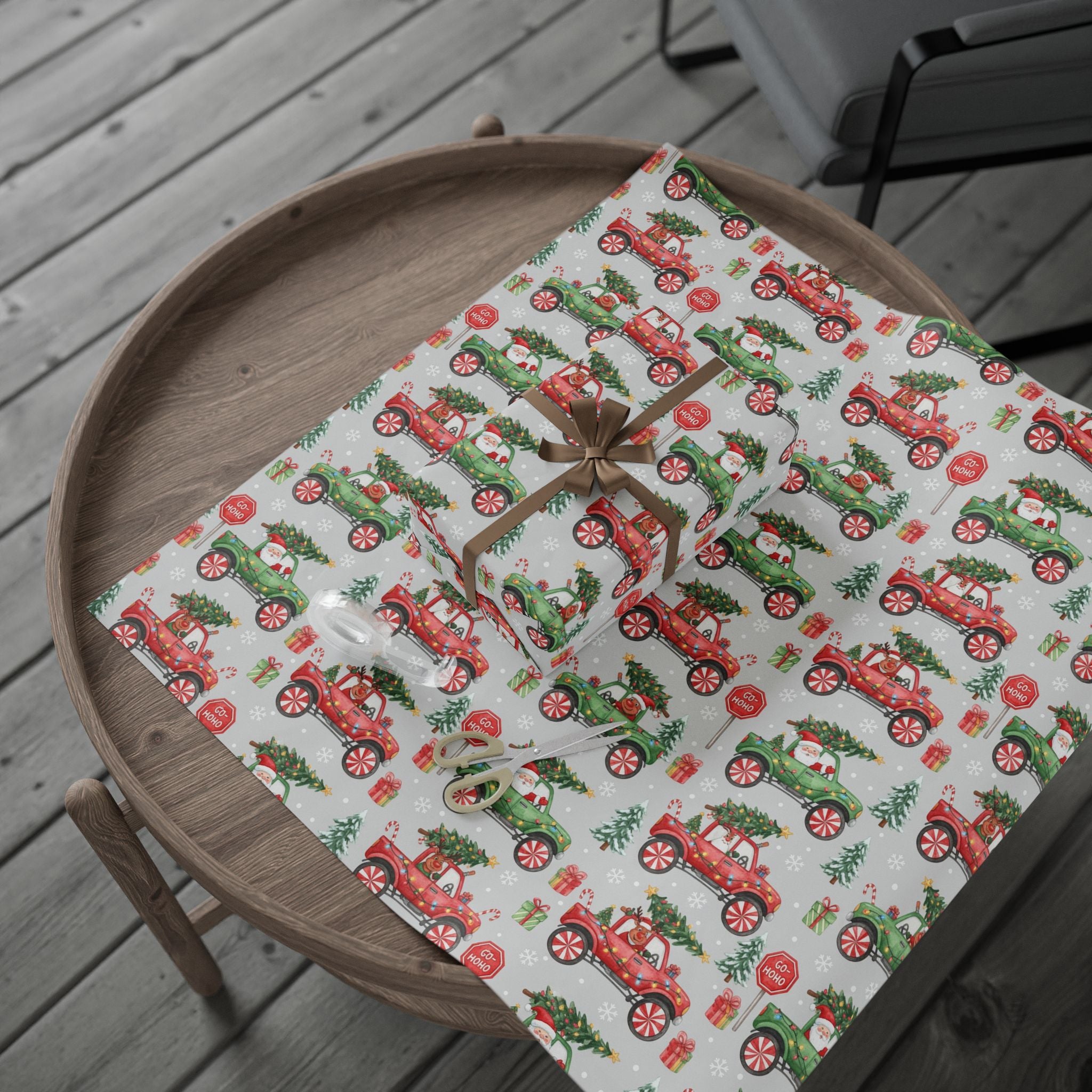 Christmas Monster Truck Wrapping Paper, Holiday Gift Wrap, Boys Gift Wrap, Kids Christmas Paper, Cute Christmas Wrap