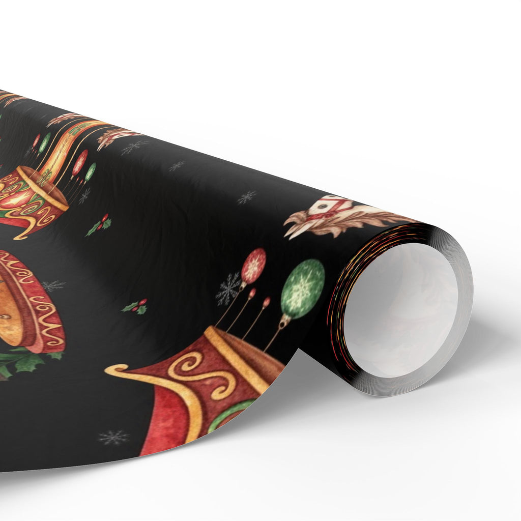 Gift Wrap Paper, Cute Holiday Present Decoration, Christmas Horse Carousel Wrapping Sheets, Festive Packaging, Xmas Craft Supplies