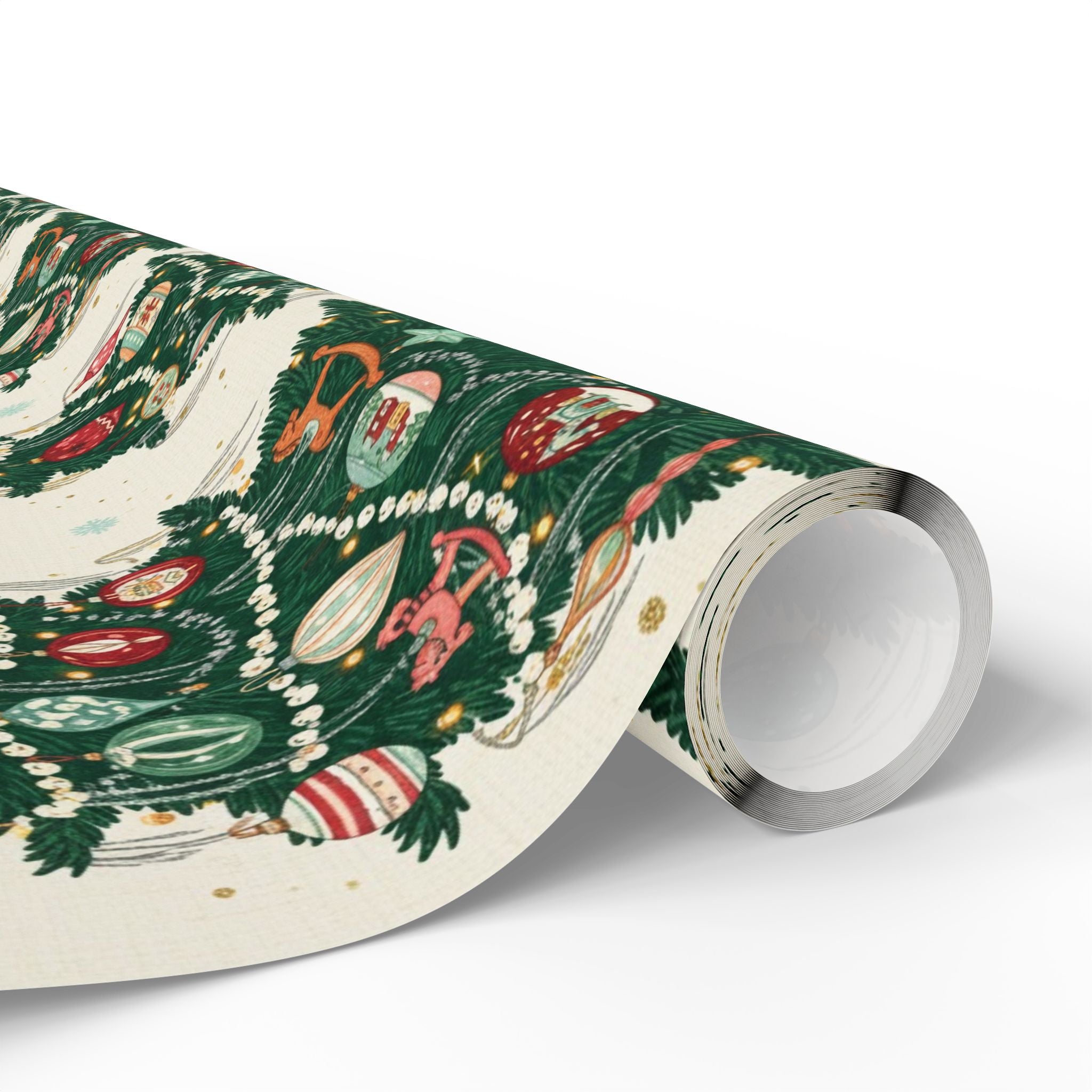 Vintage Christmas Tree Wrapping Paper - Retro Holiday Gift Wrap for Family & Friends, Nostalgic Xmas Ornaments