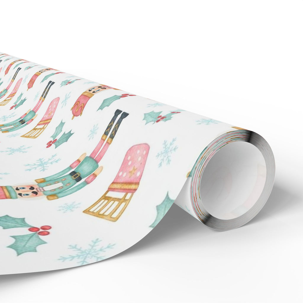 Pastel Nutcracker Christmas Wrapping Paper | Elegant Holiday Gift Wrap | Ballerina Christmas Theme | Pink and Mint Nutcracker Wrapping Paper