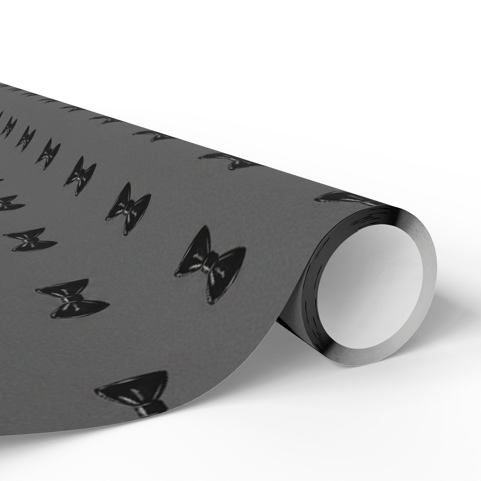 Black Bow Tie Pattern Wrapping Paper | Grey Black Gift Wrap Roll