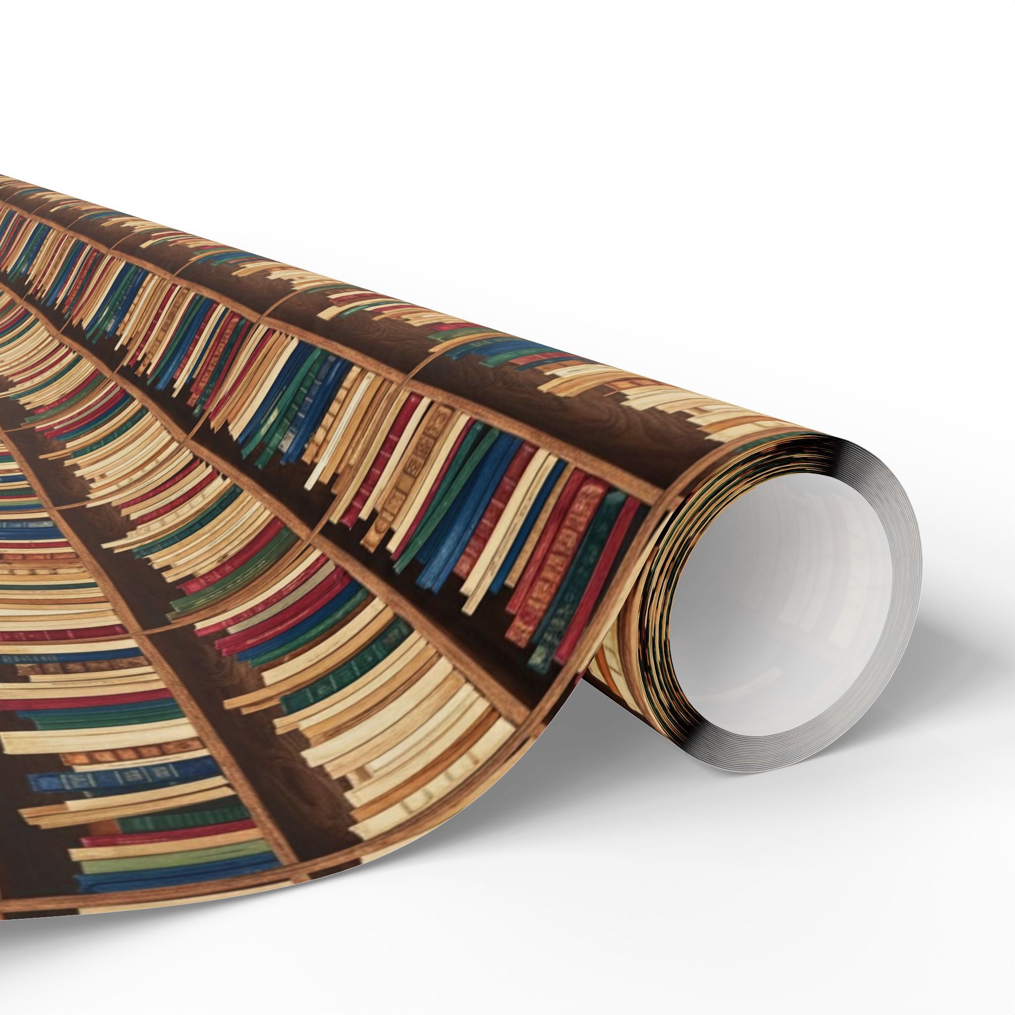 Vintage Bookshelf Pattern Wrapping Paper | Library Book Spine Gift Wrap
