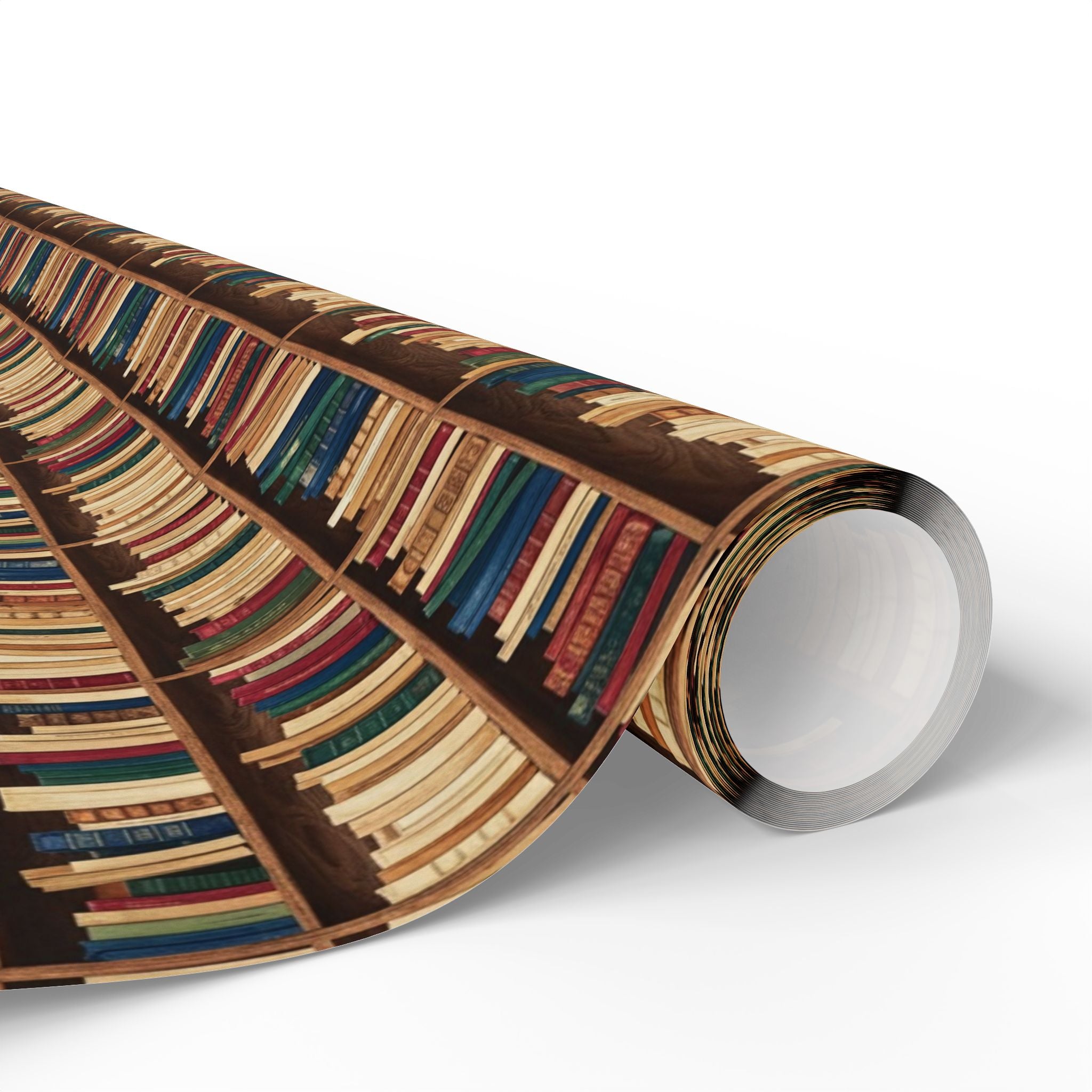 Vintage Bookshelf Pattern Wrapping Paper | Library Book Spine Gift Wrap