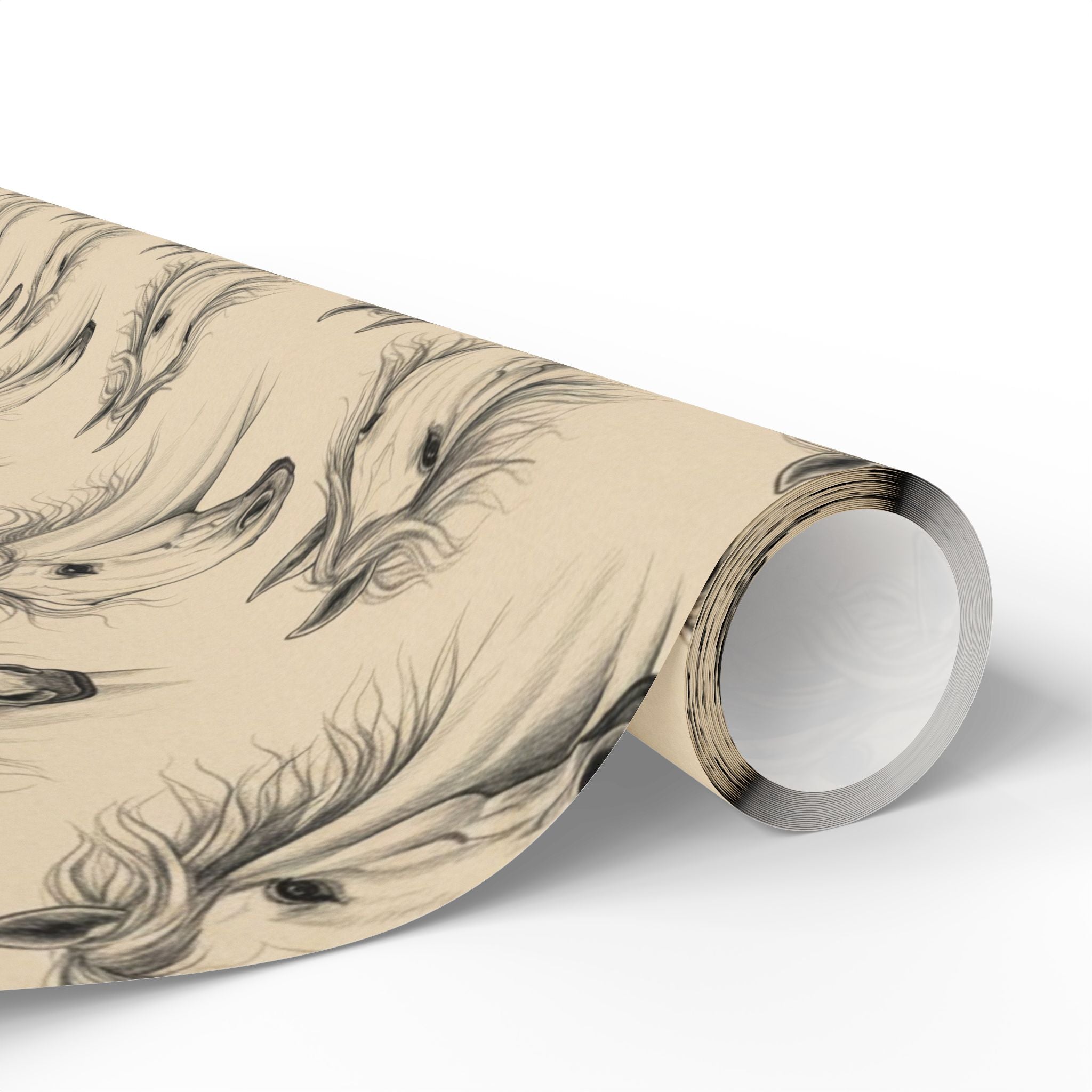Hand-Drawn Horse Head Wrapping Paper | Animal Pattern Gift Wrap