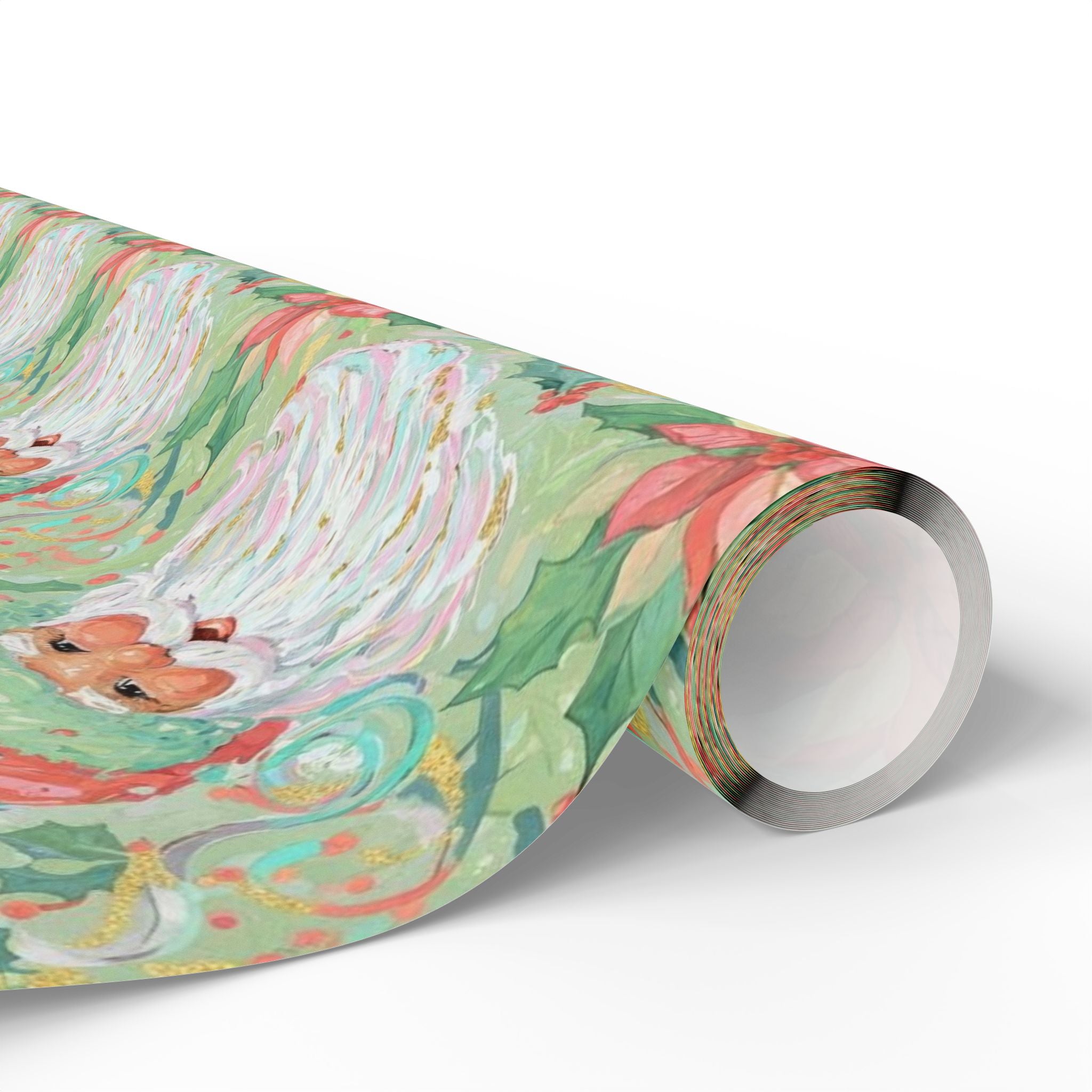 Pastel Watercolor Santa Wrapping Paper | Oil Painting Style Gift Wrap | Soft Christmas Art Paper | Elegant Holiday Decor | Vintage Xmas Wrap