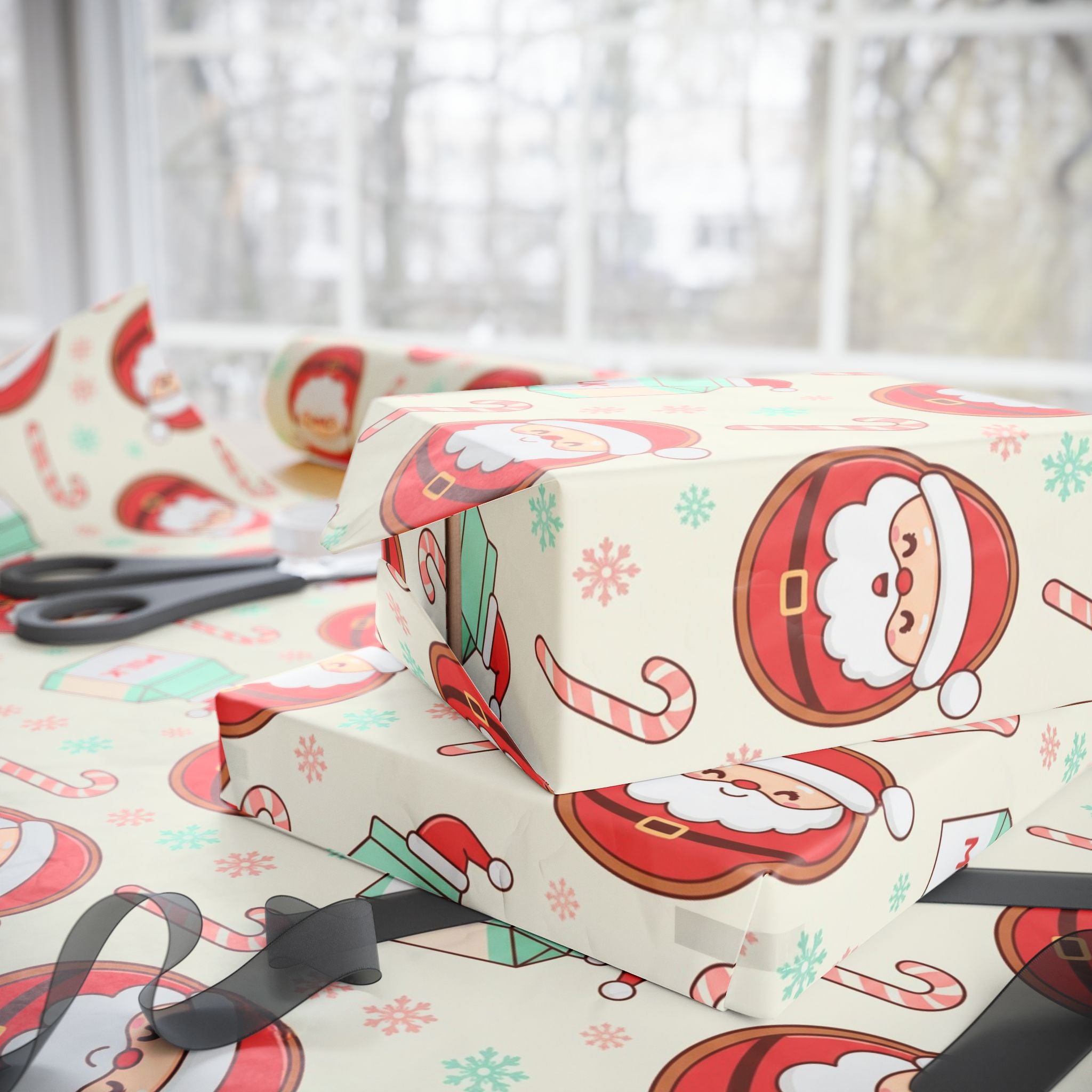 Christmas Cookies & Milk Wrapping Papers - Festive Holiday Gift Wrap, Cartoon Style Design, Cheerful Accents, Fun and Playful Presents