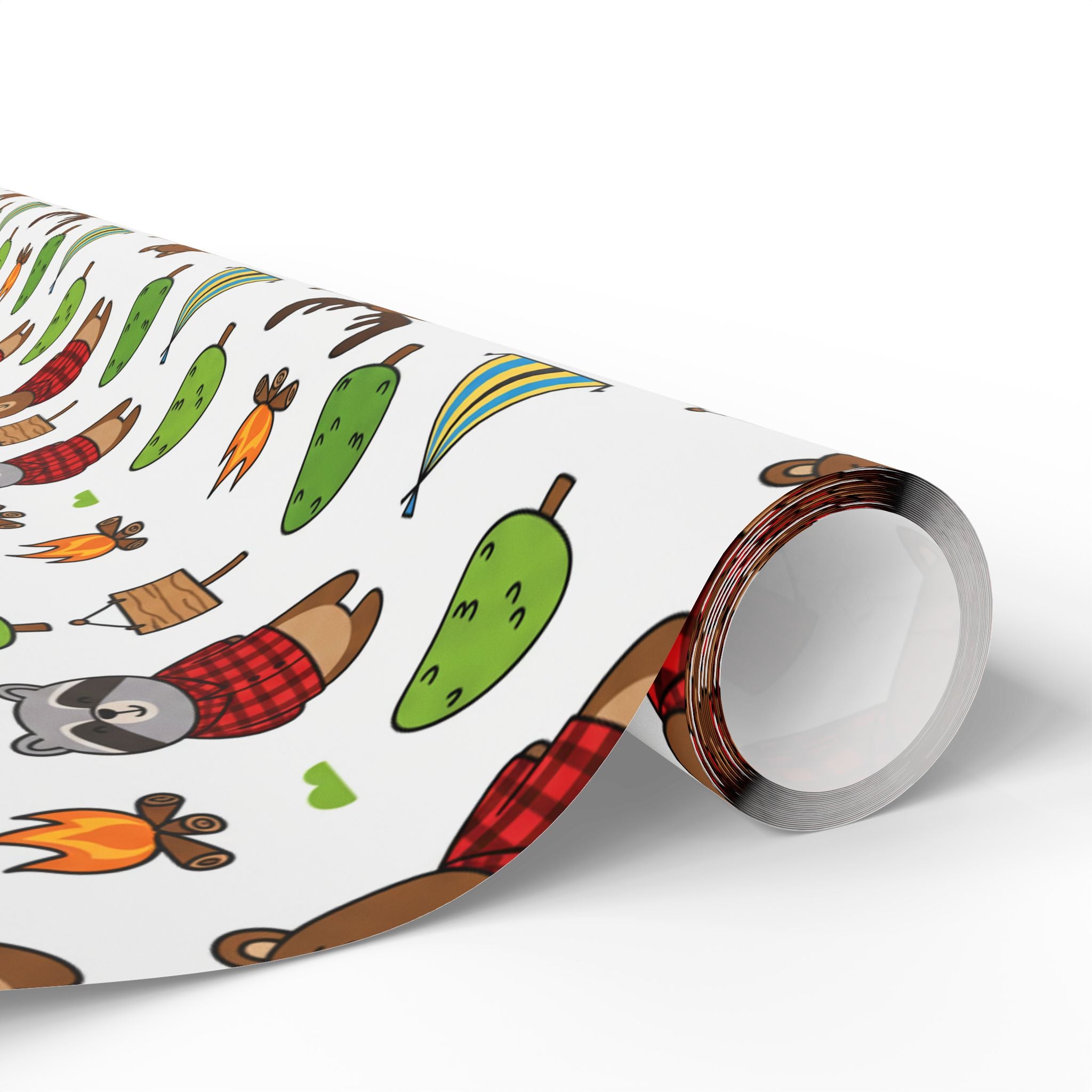 Camping Cartoon Wrapping Papers, Birthday Gift Wrap for Boys, Adventure Party Supplies, Toddler Party Favors, Outdoor Explorer Theme,