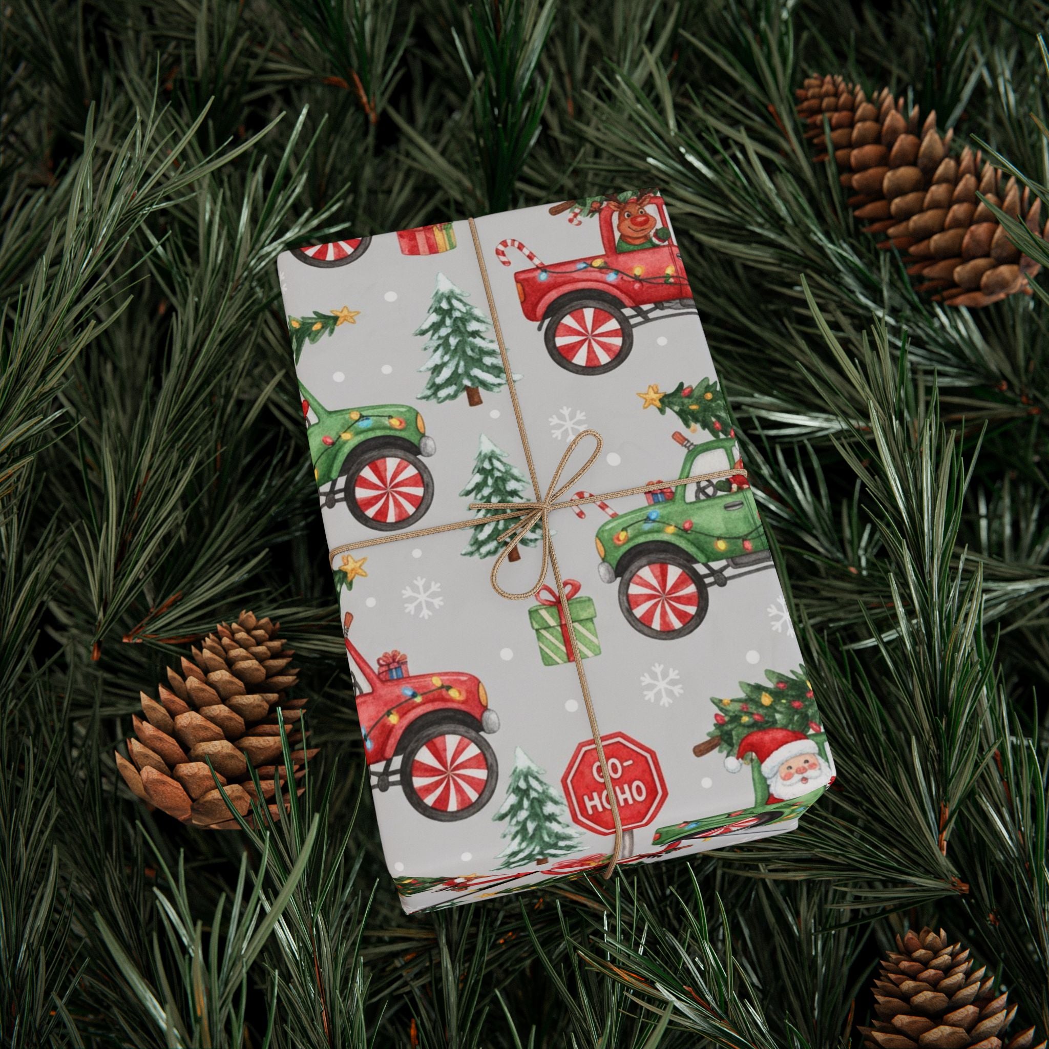 Christmas Monster Truck Wrapping Paper, Holiday Gift Wrap, Boys Gift Wrap, Kids Christmas Paper, Cute Christmas Wrap